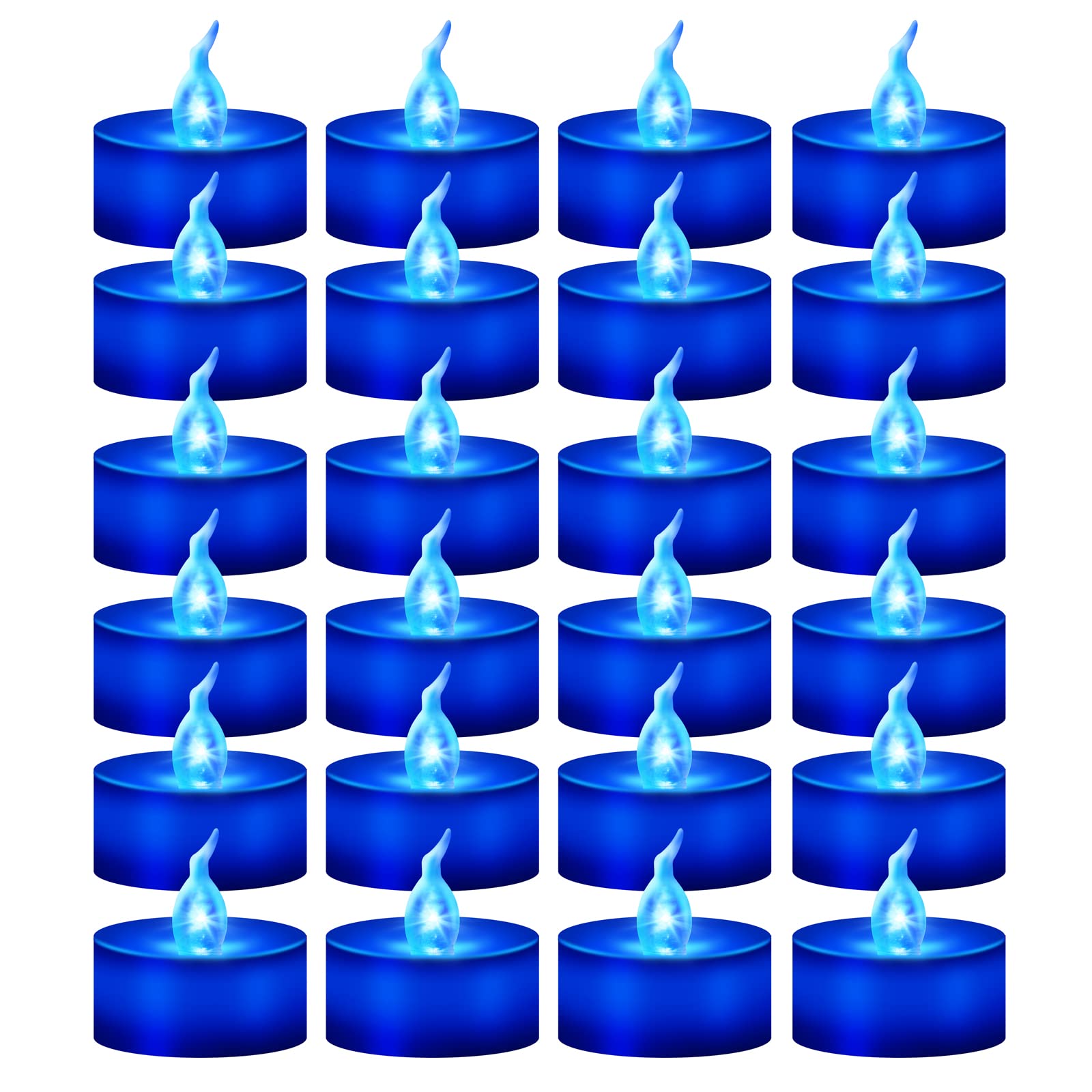 Windshell 24 Pcs Blue Flickering Flame Tea Lights (Blue Led Light Source), Battery Operated Led Tealight Candles, Blue Flameless