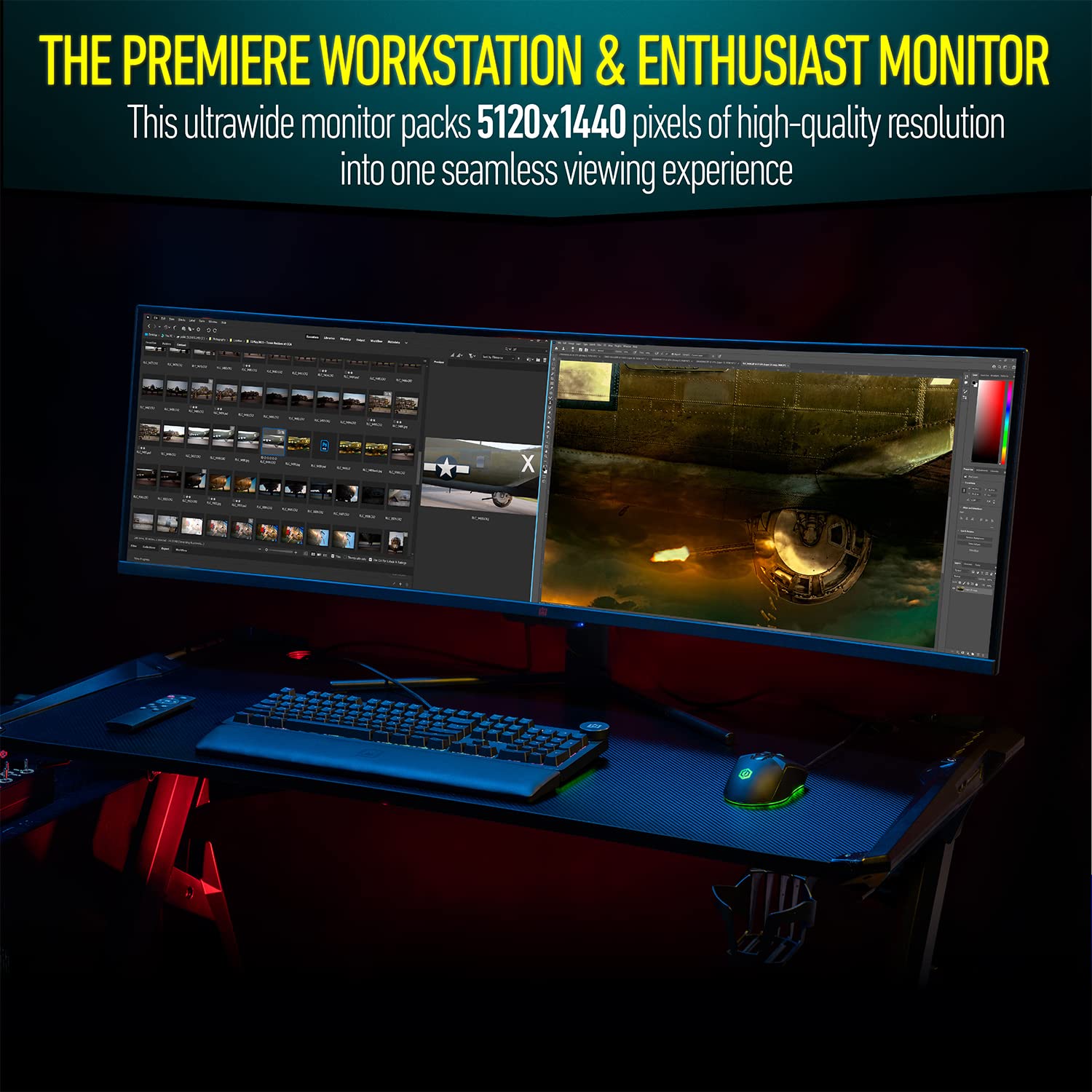 Deco Gear 49'' Curved Ultrawide 5K Gaming Monitor, 32:9, 120 Hz, 101% Ntsc 100% Srgb, Adjustable, Home Office And Entertainment