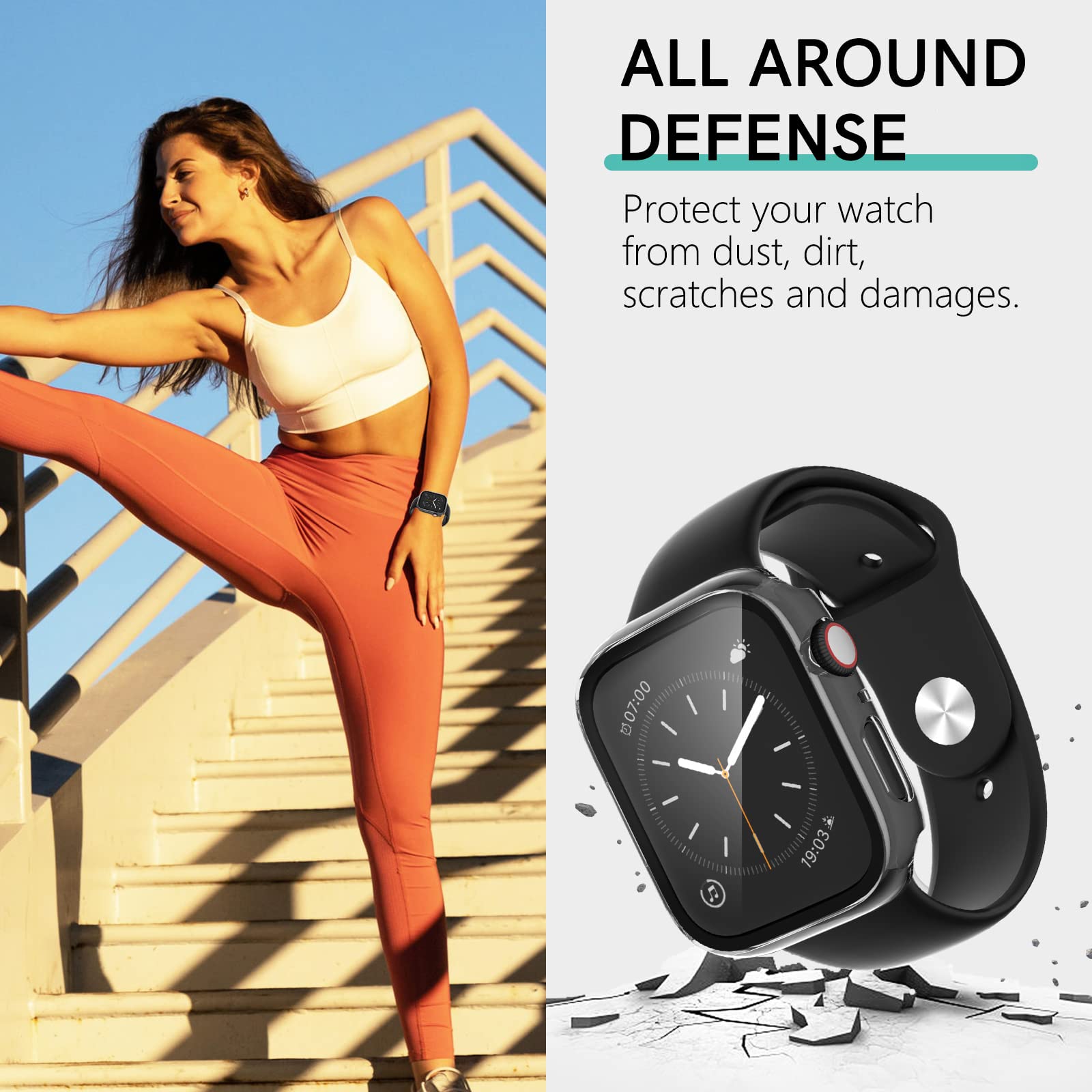 Commuter Apple Watch 8 & Apple Watch 7 Screen Protector 45Mm, [3 Pack] Hard Pc Ultra Thin Protective Face Cover Case Built In Te