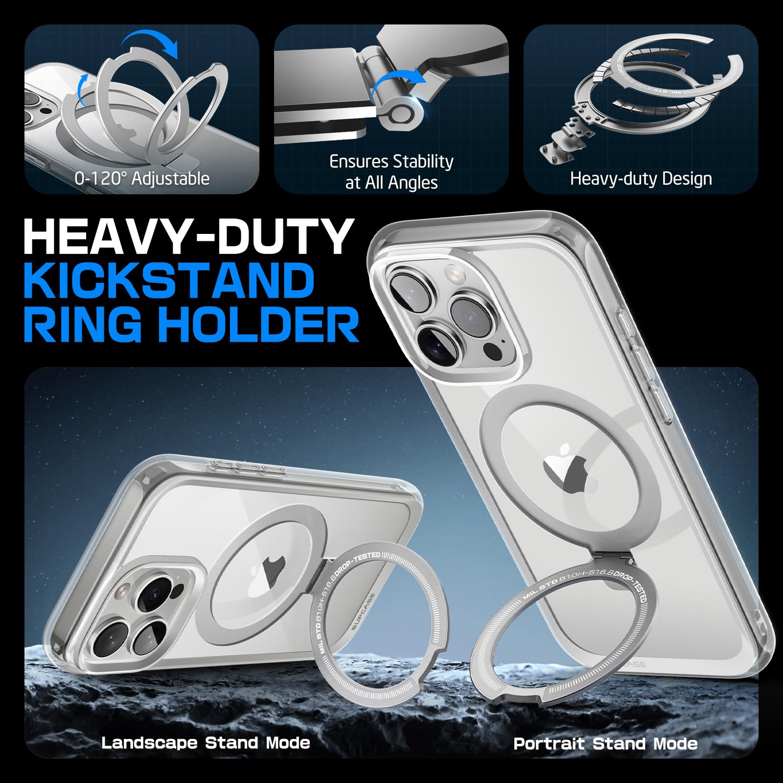 Supcase For Iphone 16 Pro Case With Camera Control Capture Button (Unicorn Beetle Mag Stand), [Compatible With Magsafe] Slim Cle