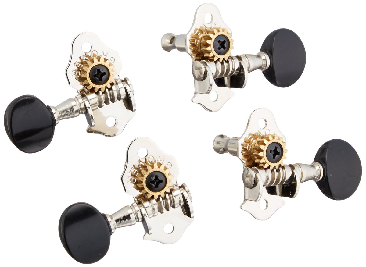 Grover 9Nb Sta-Tite Ukulele Tuners, Nickel With Black Buttons