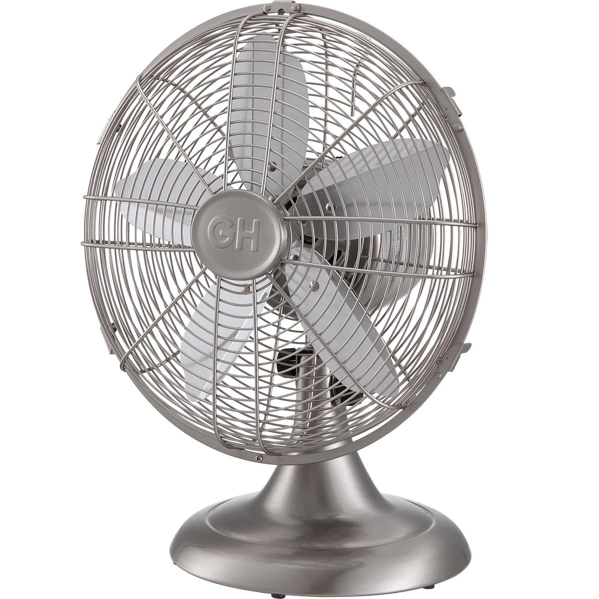 Good Housekeeping All Metal (92605) Oscillating 12'' Retro Desk Office Table Fan (Brushed Nickel)