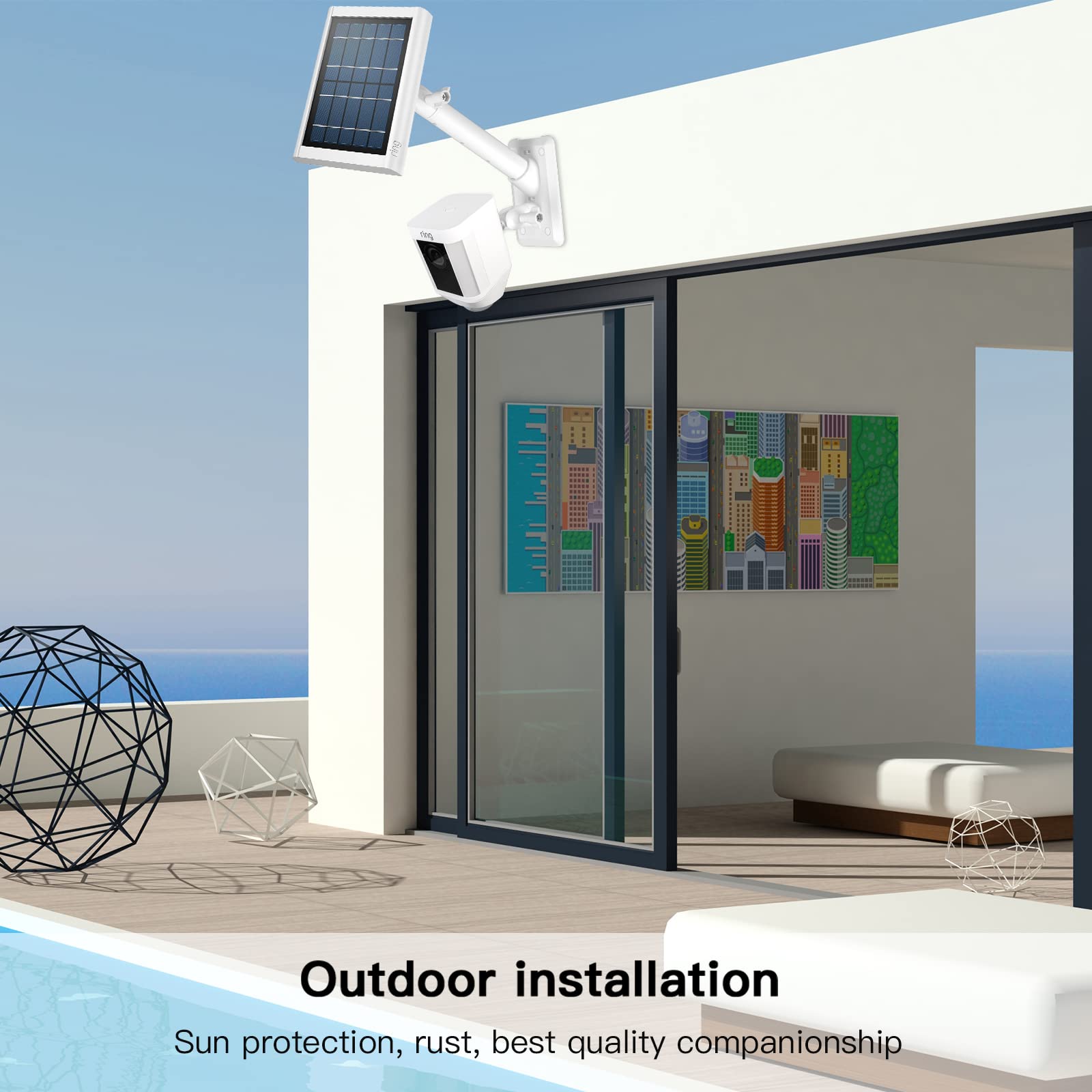 Holaca 2 In 1 Wall Mount Bracket For Stick Up Cam/Pro Solar Panel, Spotlight Cam Battery And Stick Up Cam Battery Outdoor Mount Accessories For Ringsolar Panel