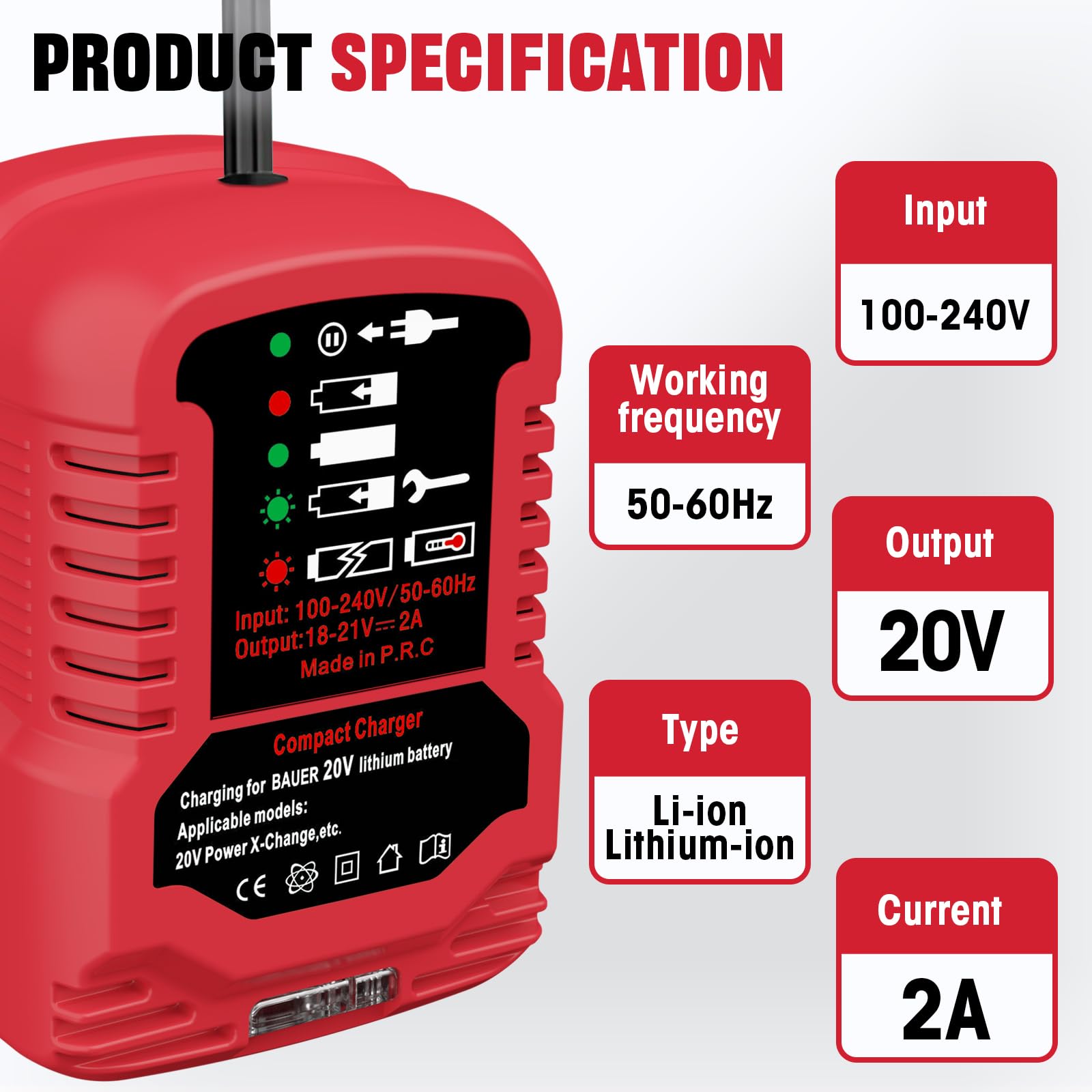 Asunt 1701C B 20V Battery Charger Replacement For Bauer 20V Hyper.Max Lithium Ion Battery Compact Mini Charger(Battery Not Inclu