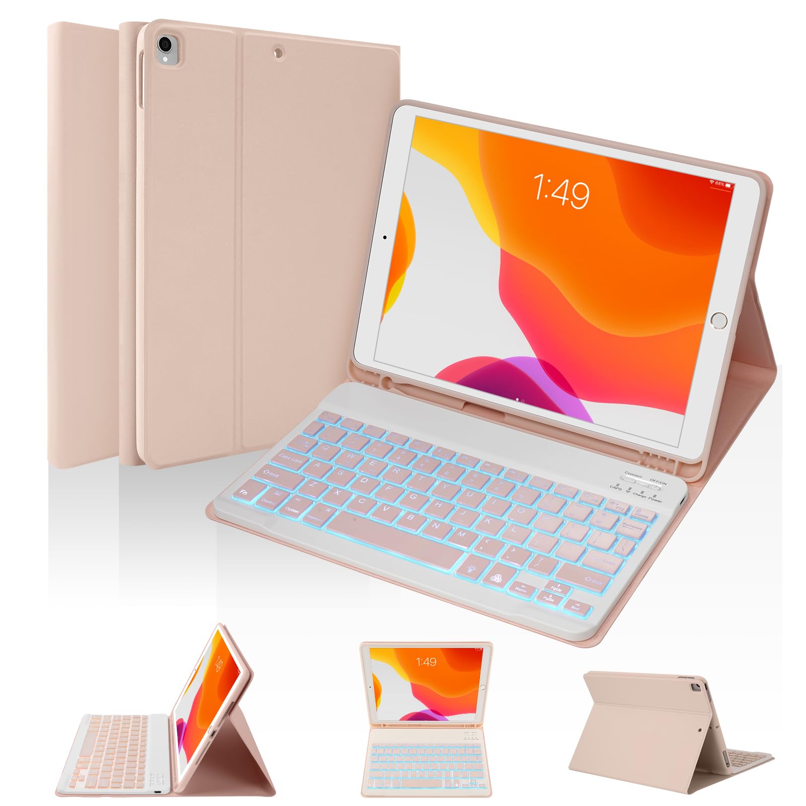 Soppy Keyboard Case For Ipad 9Th/8Th/7Th Generation, 7 Color Backlit Keyboard Case For 10.2 In Ipad (2021/2020/2019)&10.5In (Ipa