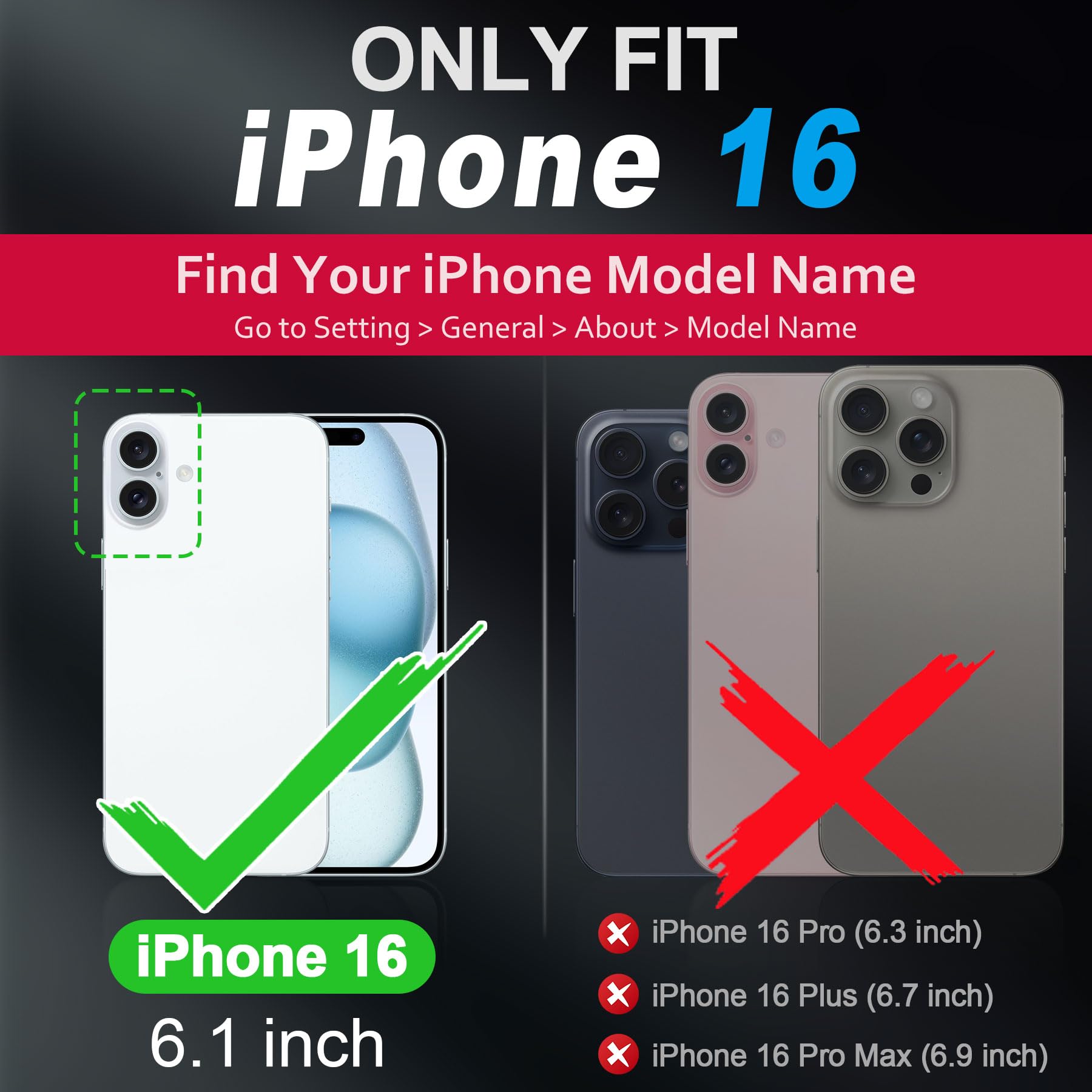 Shieldon Leather Case For Iphone 16, Top Grain Crazy Horse Leather Magnetic Wireless Charging Anti-Scratch Non-Slip Shock-Absorb