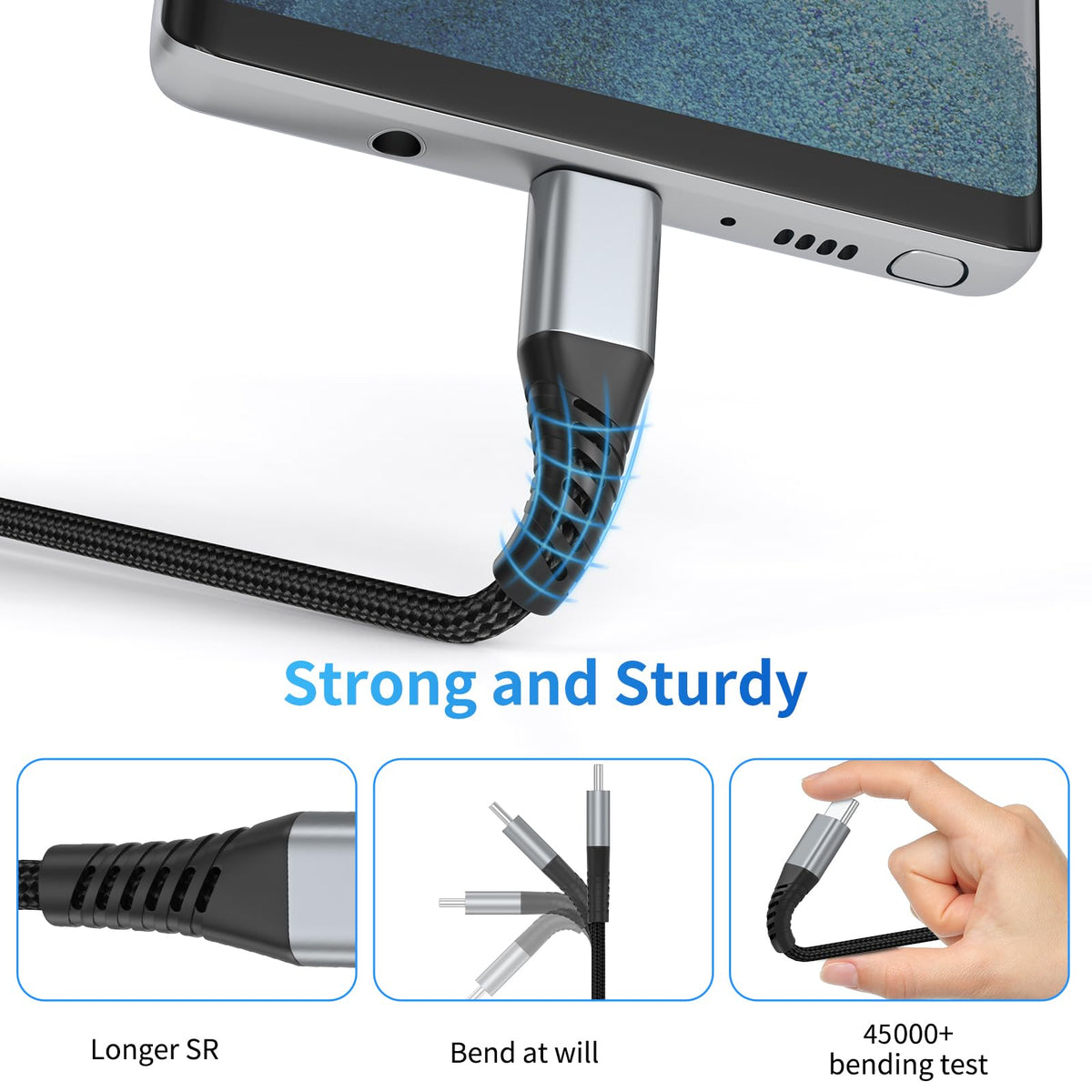 6 Inch Usb C Cable Short, 0.5Ft 3 Pack Usb A To Usb C Cable Braided Us ...