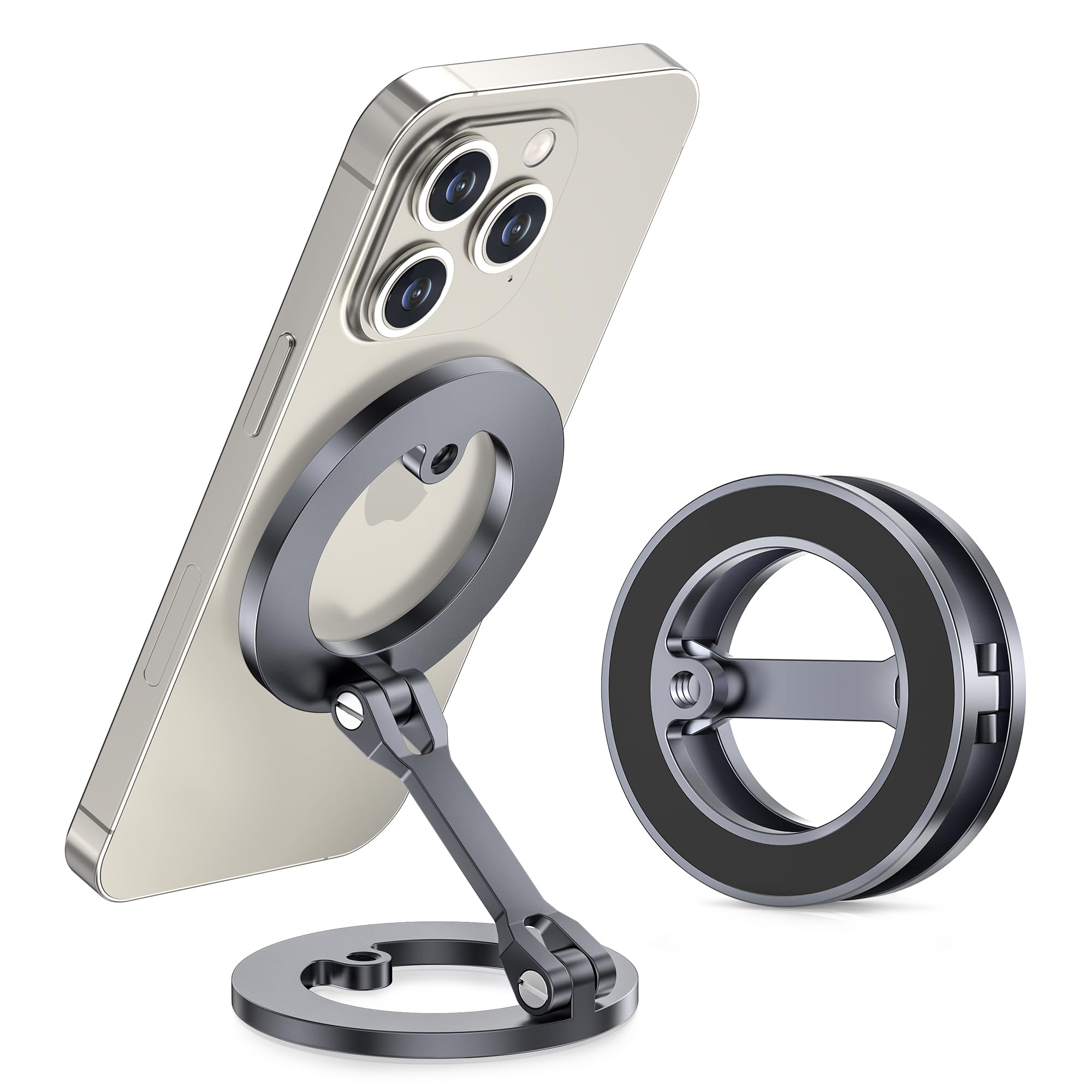 Itramax Magnetic Ring Phone Holder For Iphone 16,Double Ring Adjustable Cell Phone Stand,Magnetic Phone Holder 360 Rotation Port