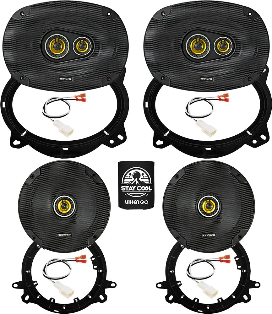 KICKER Front and Rear Door 6x9 & 6.5 Speakers for Toyota Highlander 08-13 Upgrade Kit - 2 Pairs of CS Series 6x9 and 6 1/2 Inch