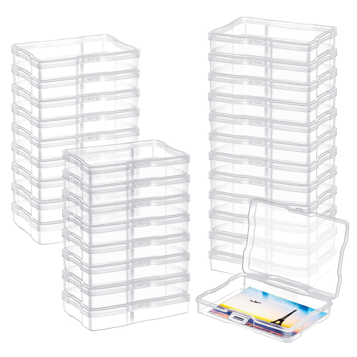 Geelin 30 Pcs Clear Photo Storage Boxes For 4'' X 6'' Pictures Transparent Photo Case Plastic Photo Organizers And Storage Photo