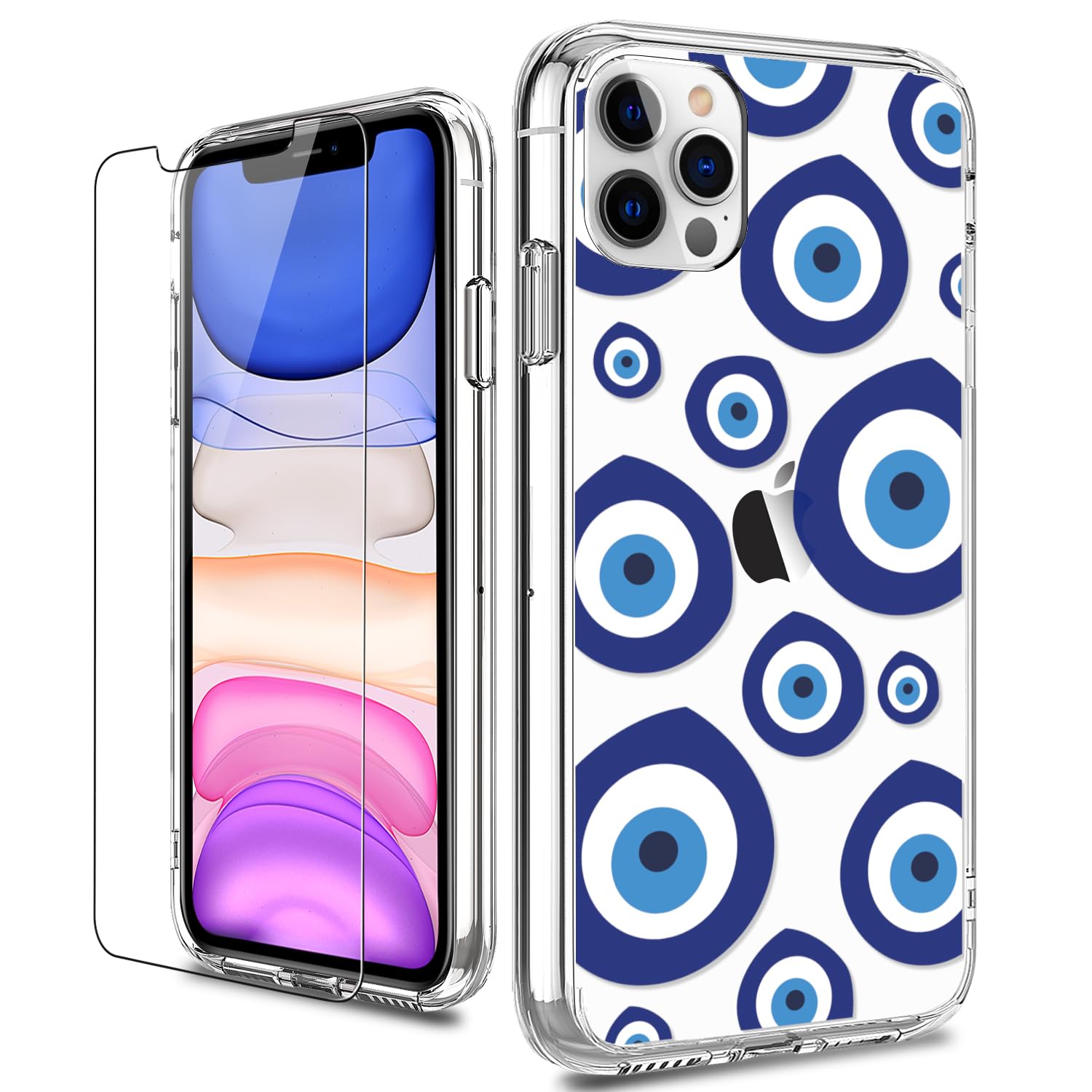 LUHOURI Designed for iPhone 11 Pro Case with Screen Protector - Slim Fit, Sturdy Clear Acrylic Cover for Women and Girls - Prote