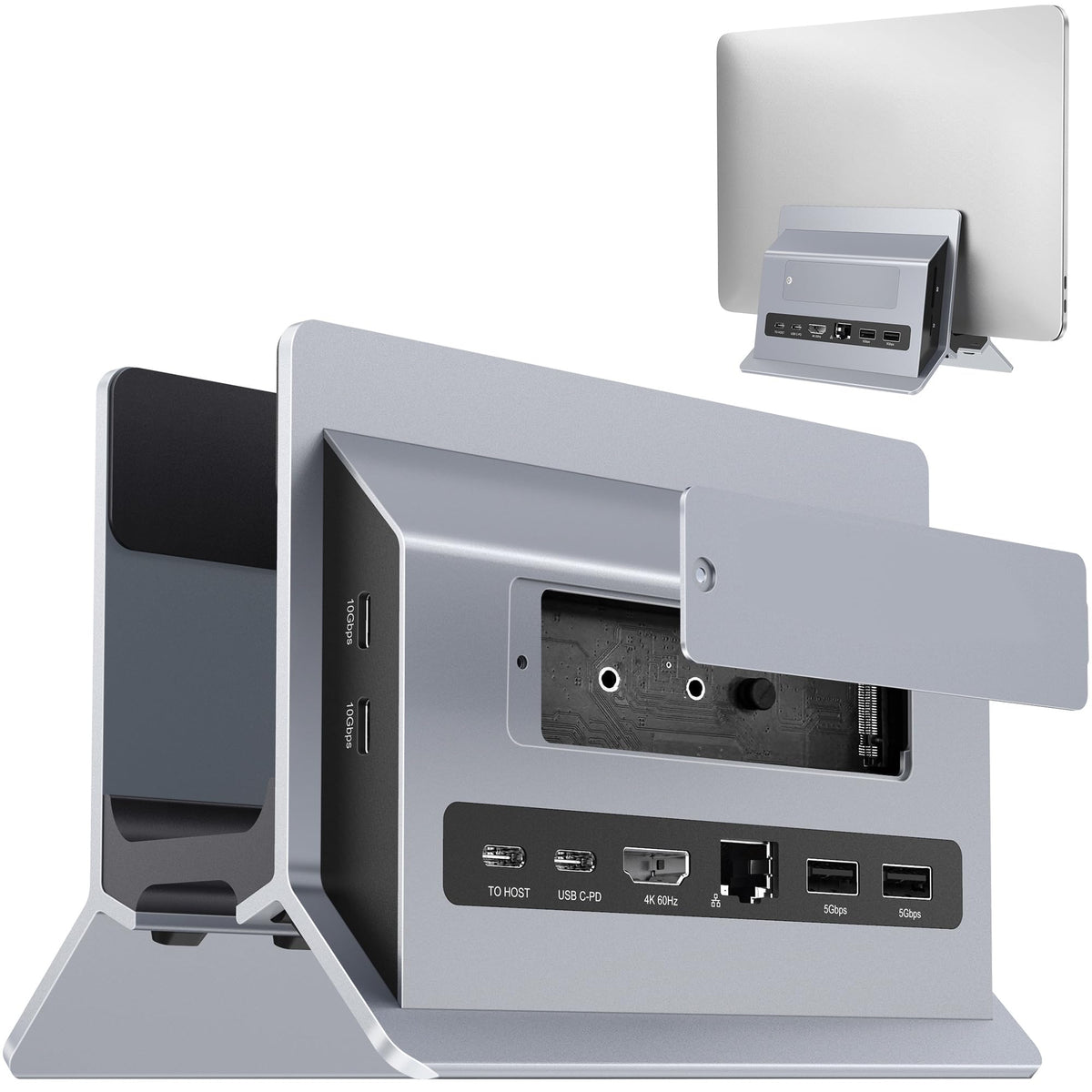 AboveTEK USB C Docking Station, MacBook Docking Station with M.2 SSD Expansion, USB C Dock with 4K HDMI for Mac Pro/Air, Universal Docking Station with 2 10Gbps USB C, 2 USB, PD3.0, Ethernet, SD/TF