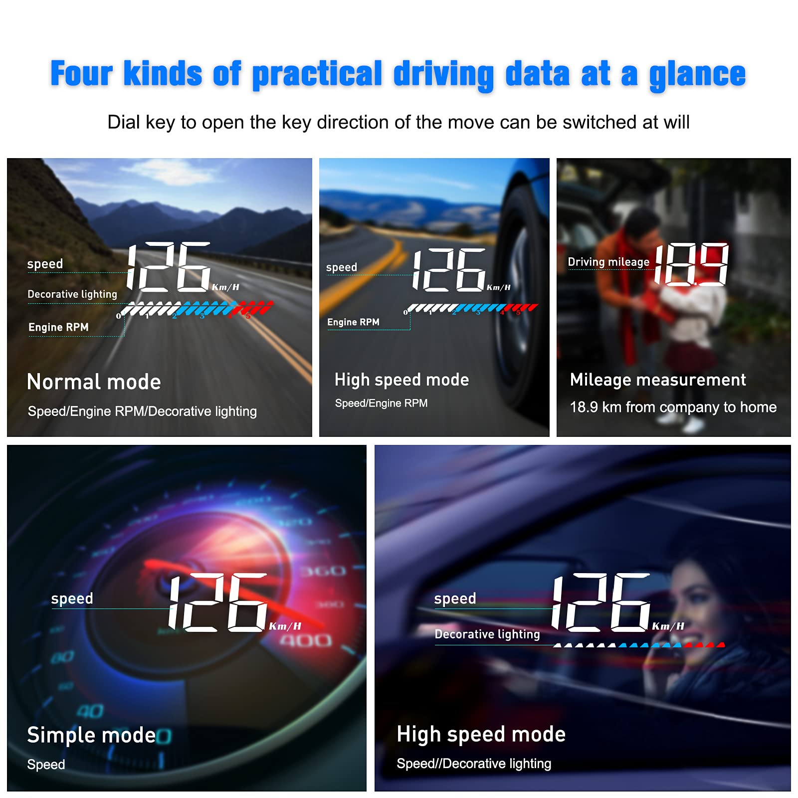 Car Hud Head Up Display M7, Obd/Gps Smart Gauge, Driving Speed, Engine Rpm, Voltage, Water Temperature, Etc.., Works Great For A