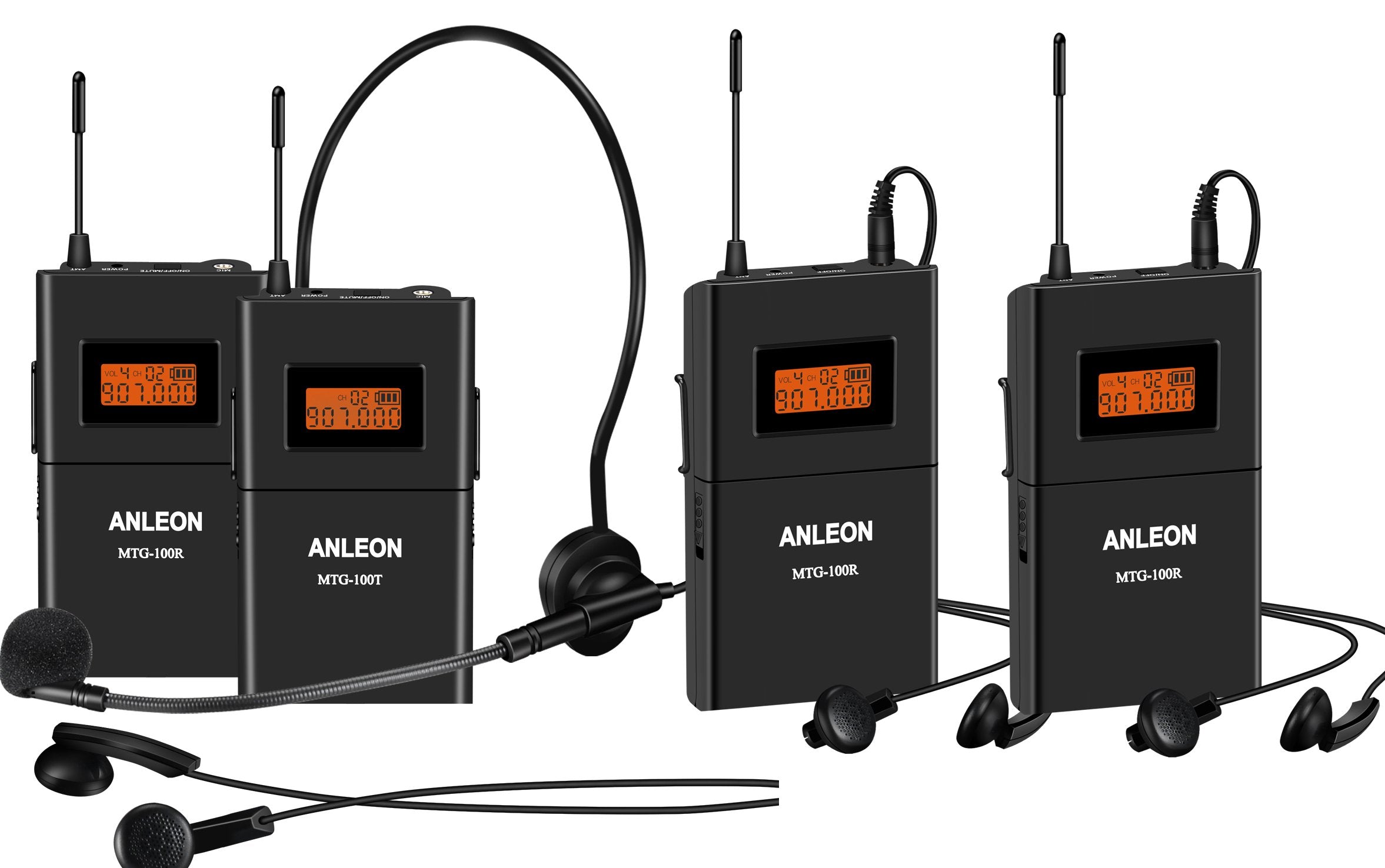 ANLEON Tour Guide Systems For Tour Guides, Teachers, Coaches,Simultaneous Interpretation,Church Translation System Wireless 915M