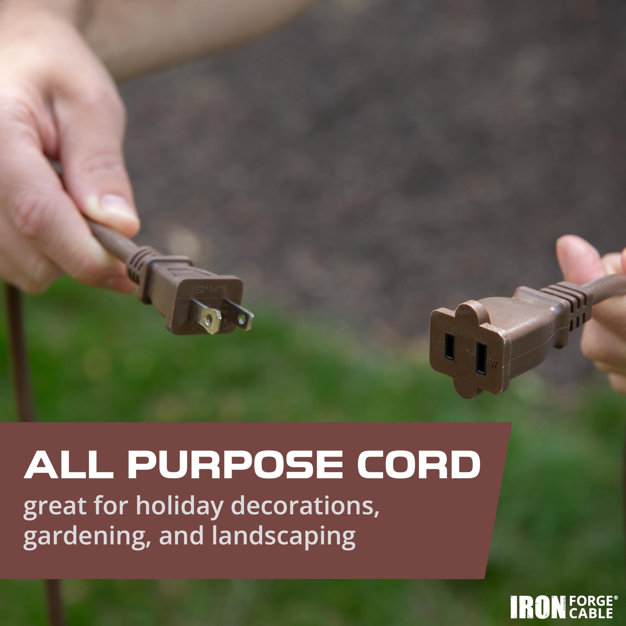 Iron Forge Cable 2 Prong Outdoor Extension Cord 25 Ft   16 Gauge Brown Outdoor Extension Cords Weatherproof 13 Amp   Sjtw   Grea