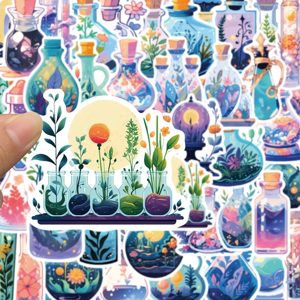 Yoksas Fantasy Magic Potion Bottle Plants Stickers   50Pcs Waterproof Vinyl Aesthetic Stickers For Water Bottle,Laptop,Scrapbook
