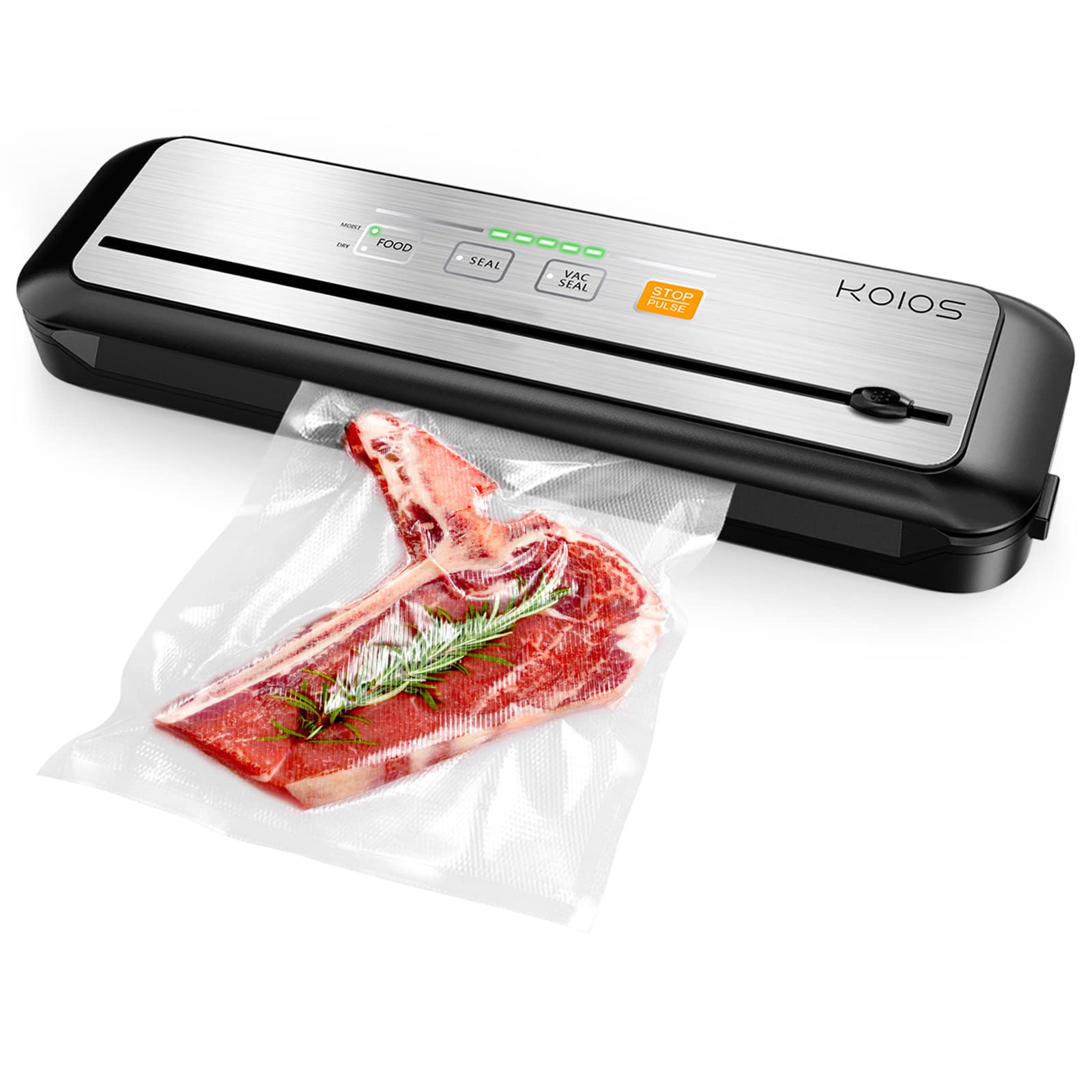 Koios Vacuum Sealer Machine, 90Kpa Automatic Food Sealer With Cutter, 8 In 1 Food Vacuum Machine, Pulse Function, Dry&Moist Mode
