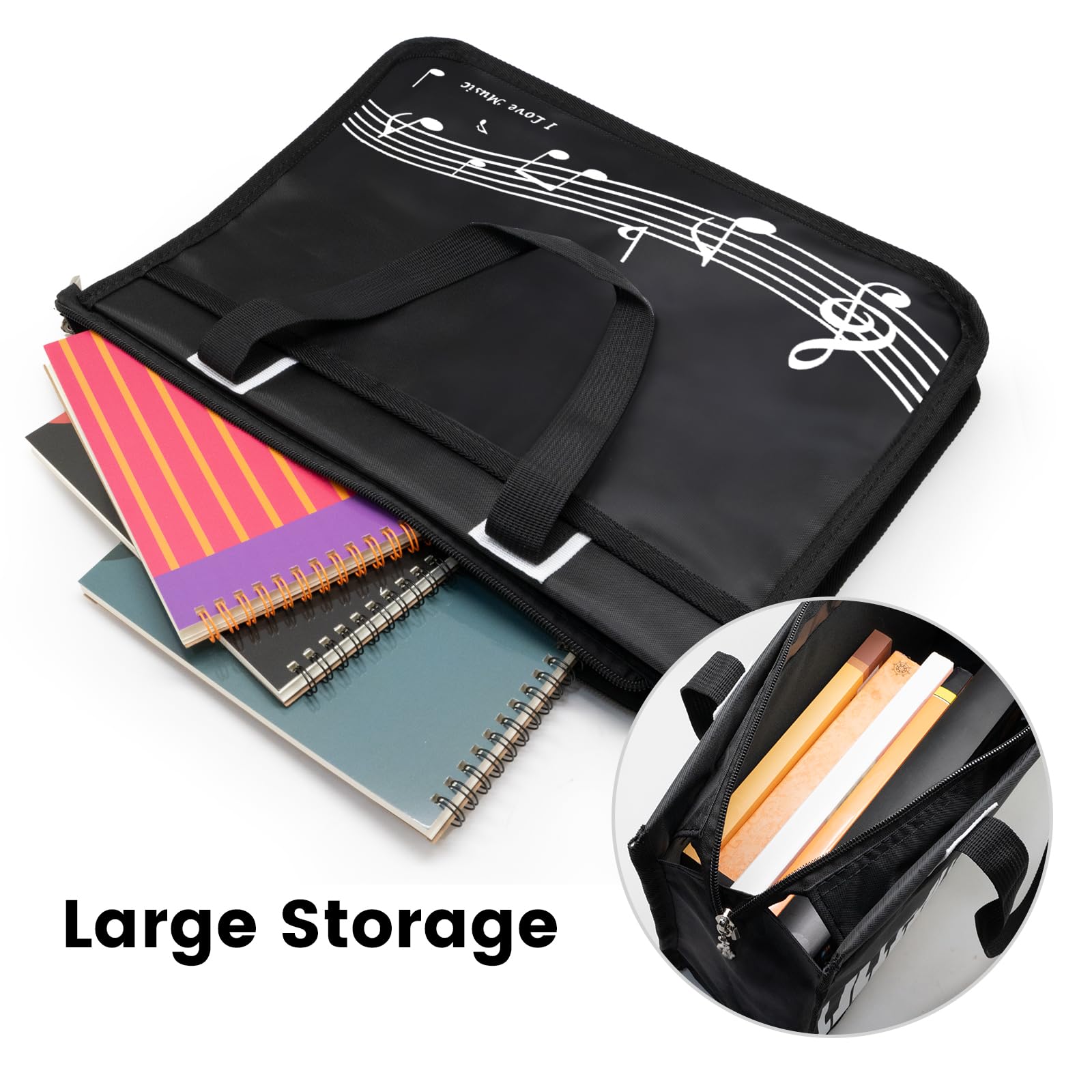 Bestsounds Piano Bag, Zipper Waterproof Music Book Tote Bag Piano Accessories For Students Kids, Women, Gifts For Musicians (Bla