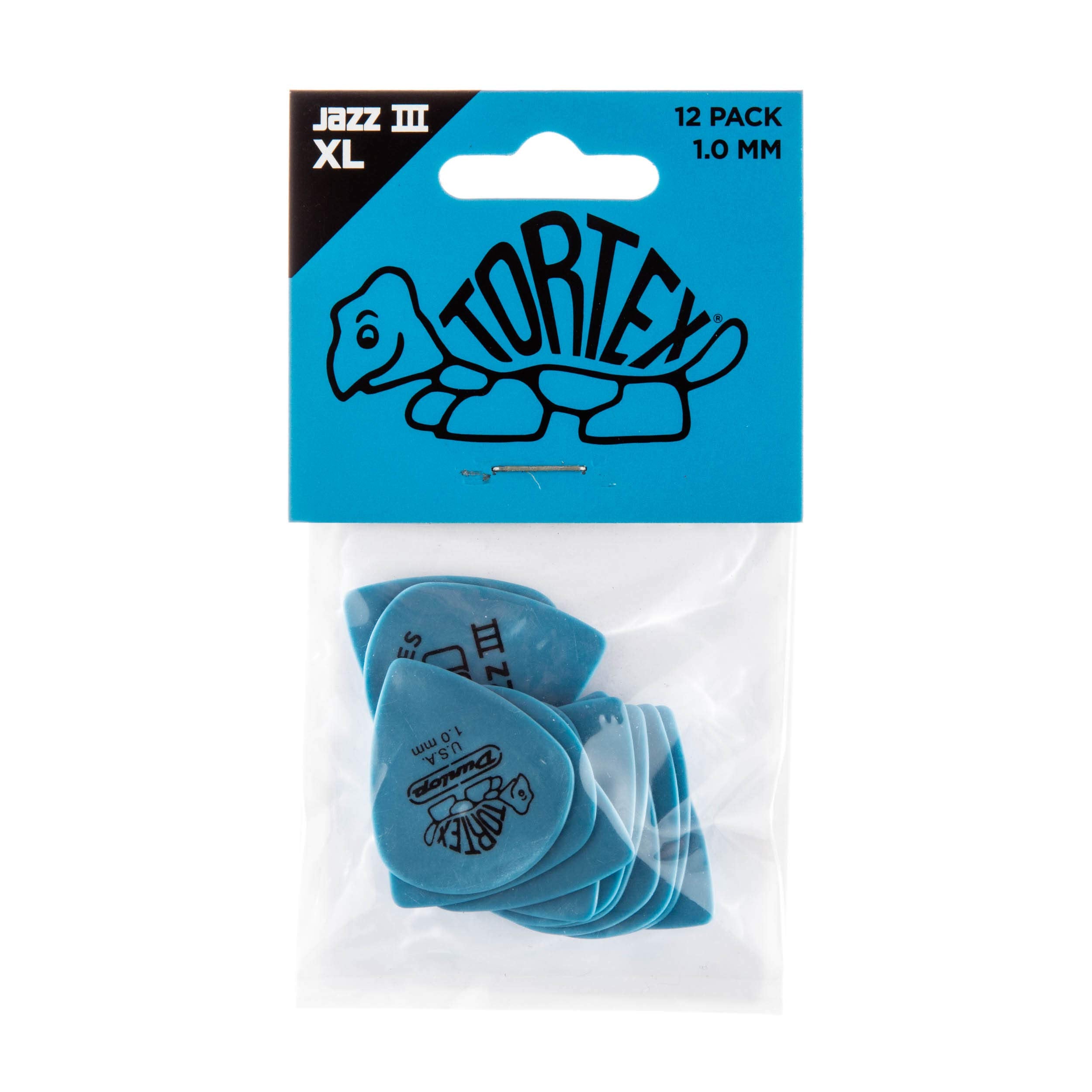 Dunlop 498P1.0 Tortex� Jazz Iii Xl, Blue, 1.0Mm, 12/Player'S Pack