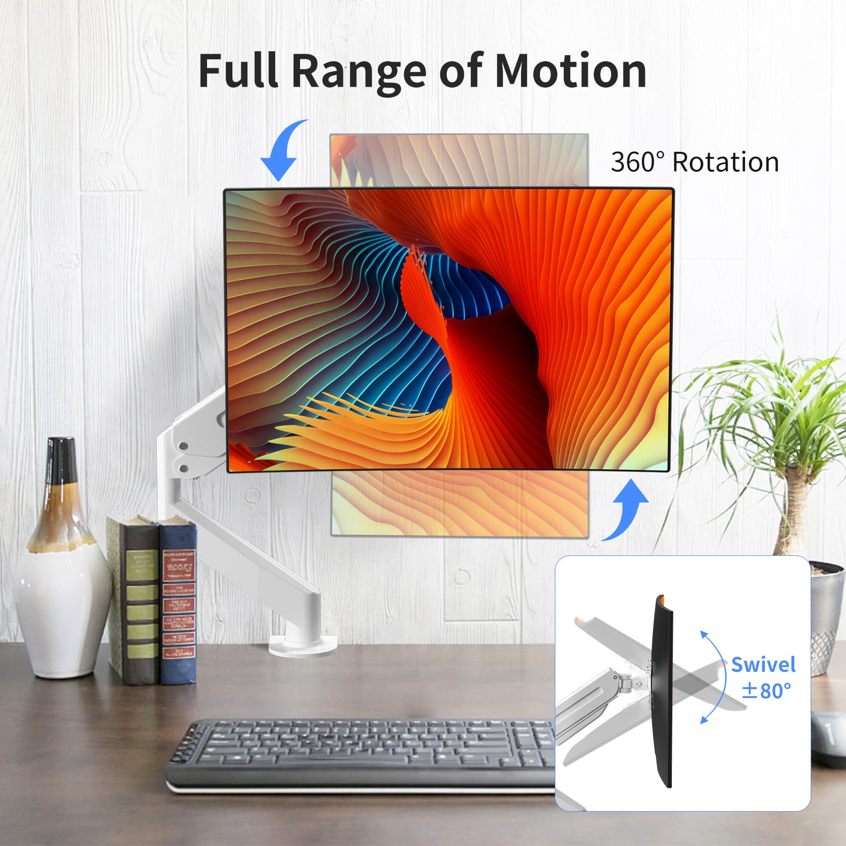 Suptek Monitor Mount Gas Spring Monitor Arm Desk Mount Single Monitor Stand Fully Adjustable Fits 17 20 22 23 24 26 27 Inch Moni
