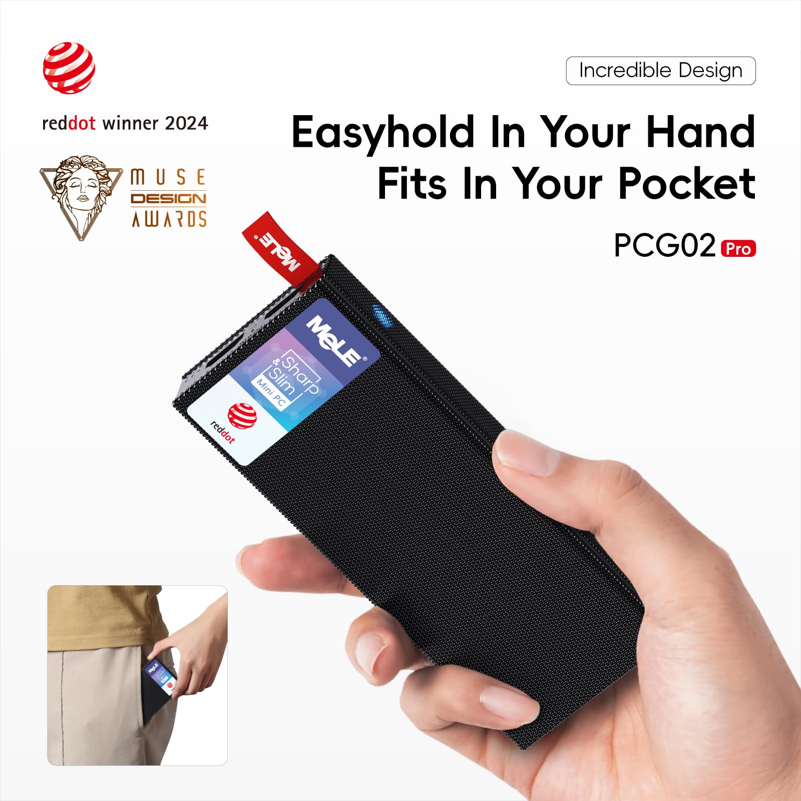 Mele Fanless Mini Pc Stick Pcg02 Pro N5105 8Gb/256Gb Windows 11 Pro Wifi5 Usb Pd3.0 Micro Computer Stick Dual Hdmi 4K Gigabit Et