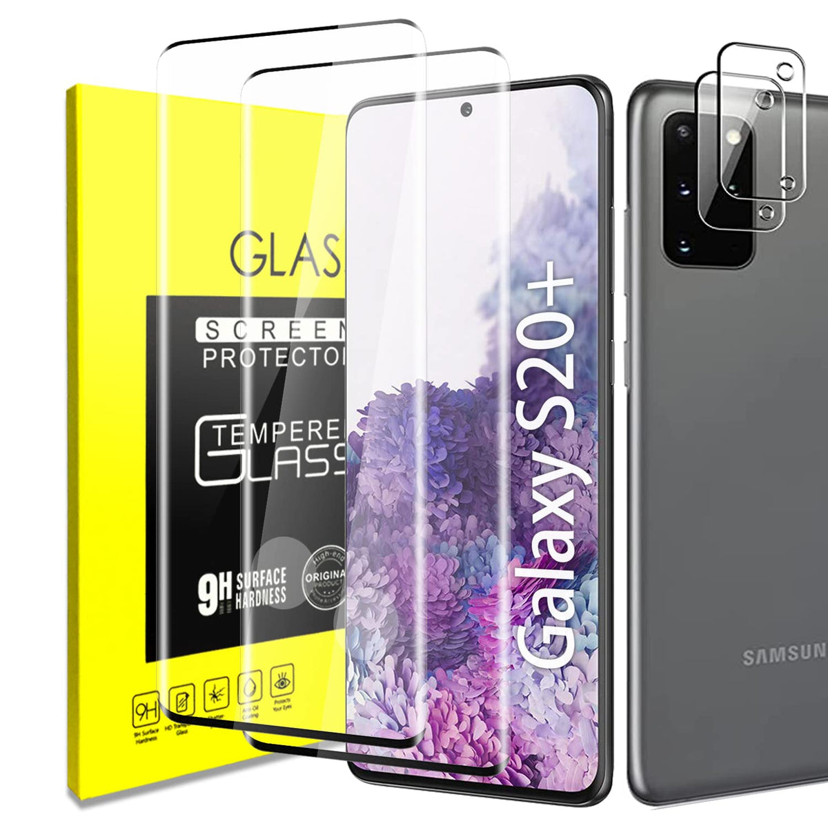 Samsung Galaxy S20 Plus Tempered Glass Screen Protector And Camera Lens Protector [Fingerprint Recognition] Hd Clear Bubble Free
