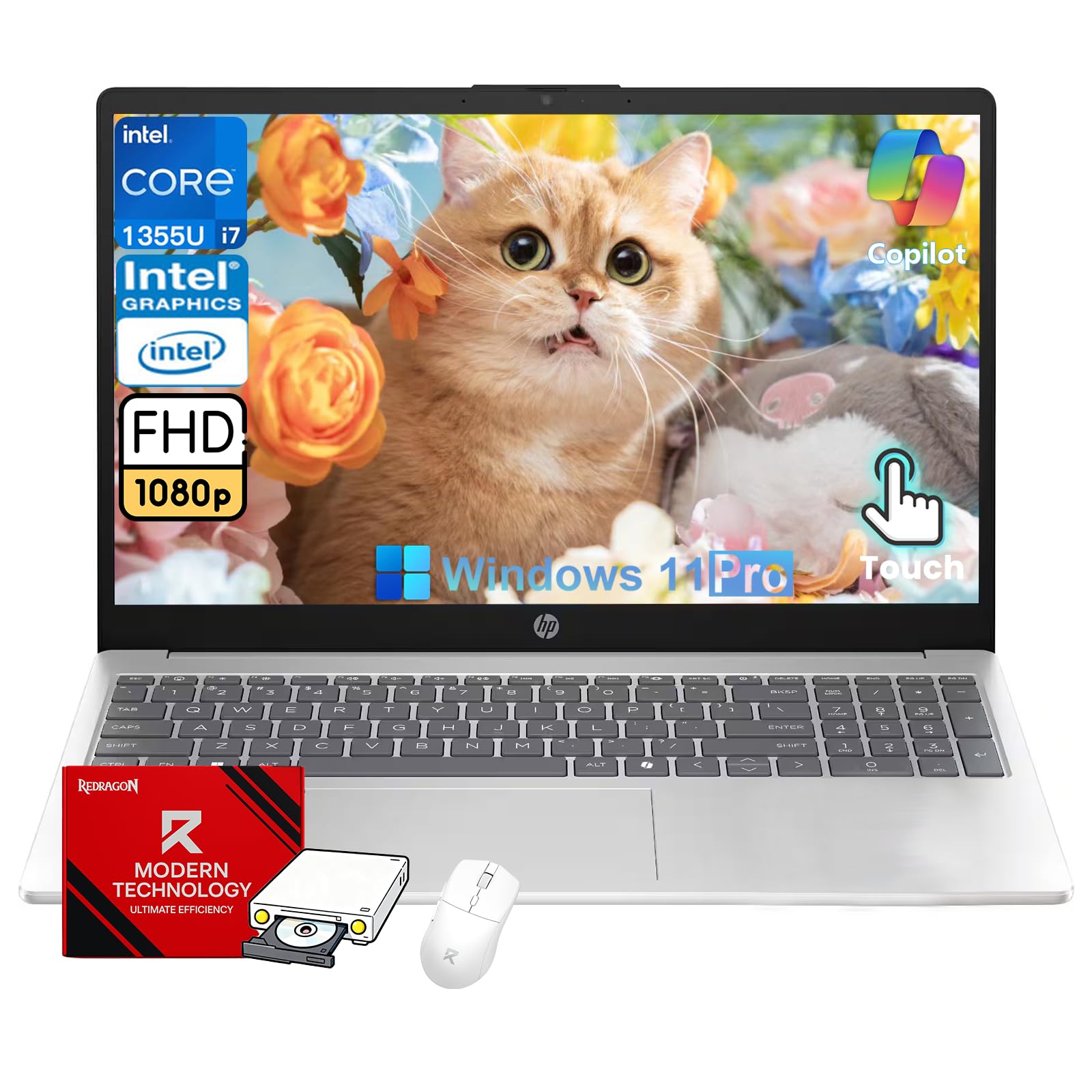 HP Essential Laptop for Productivity & Daily-Work - 15.6 FHD Display, Intel i7-1355U(up to 5GHz), 20GB RAM, 512GB SSD, Webcam, U