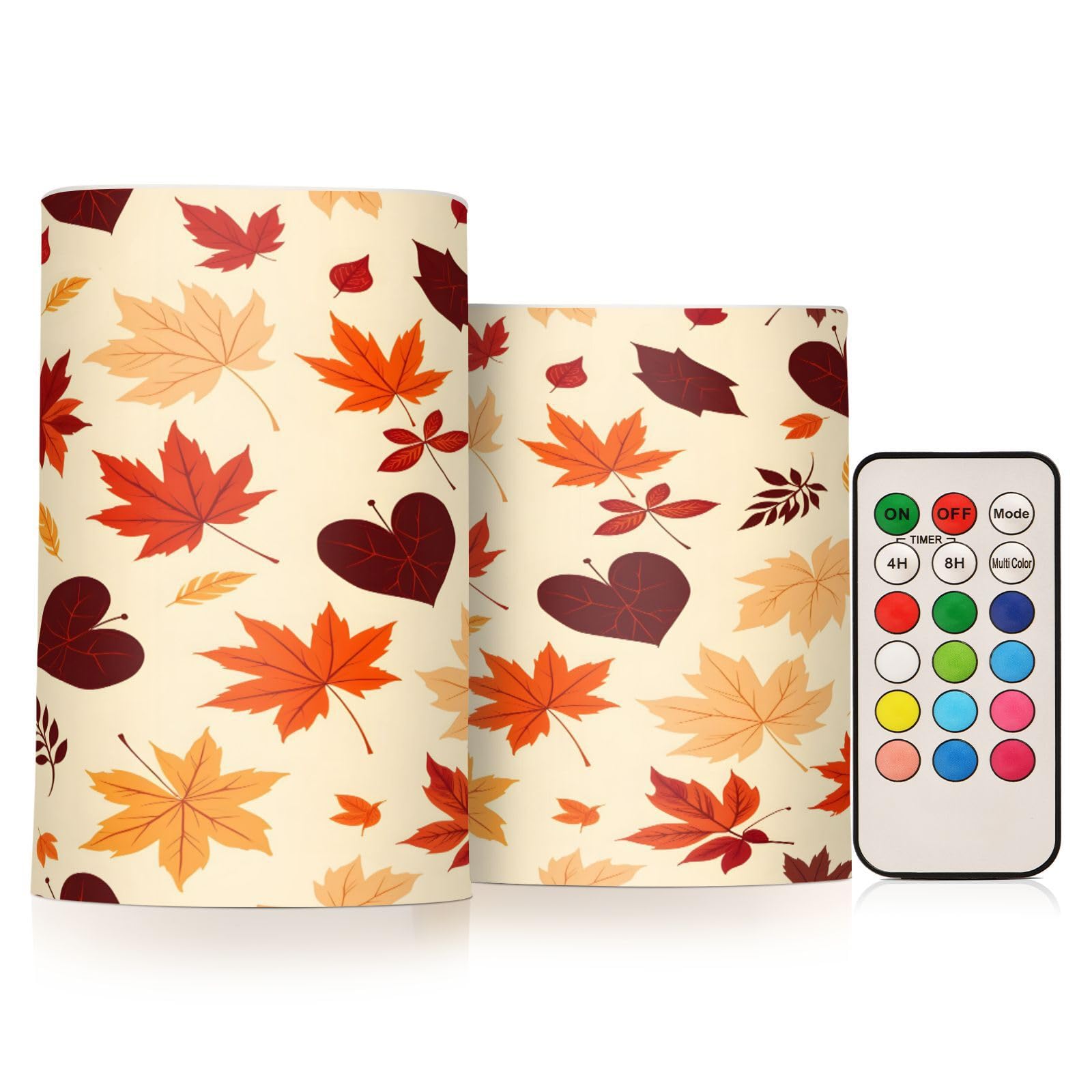 ALAZA Autumn Fall Maple Leaves Flickering Flameless Candles Battery Operated with Remote Timer,Tea Light Candles LED Pillar Voti