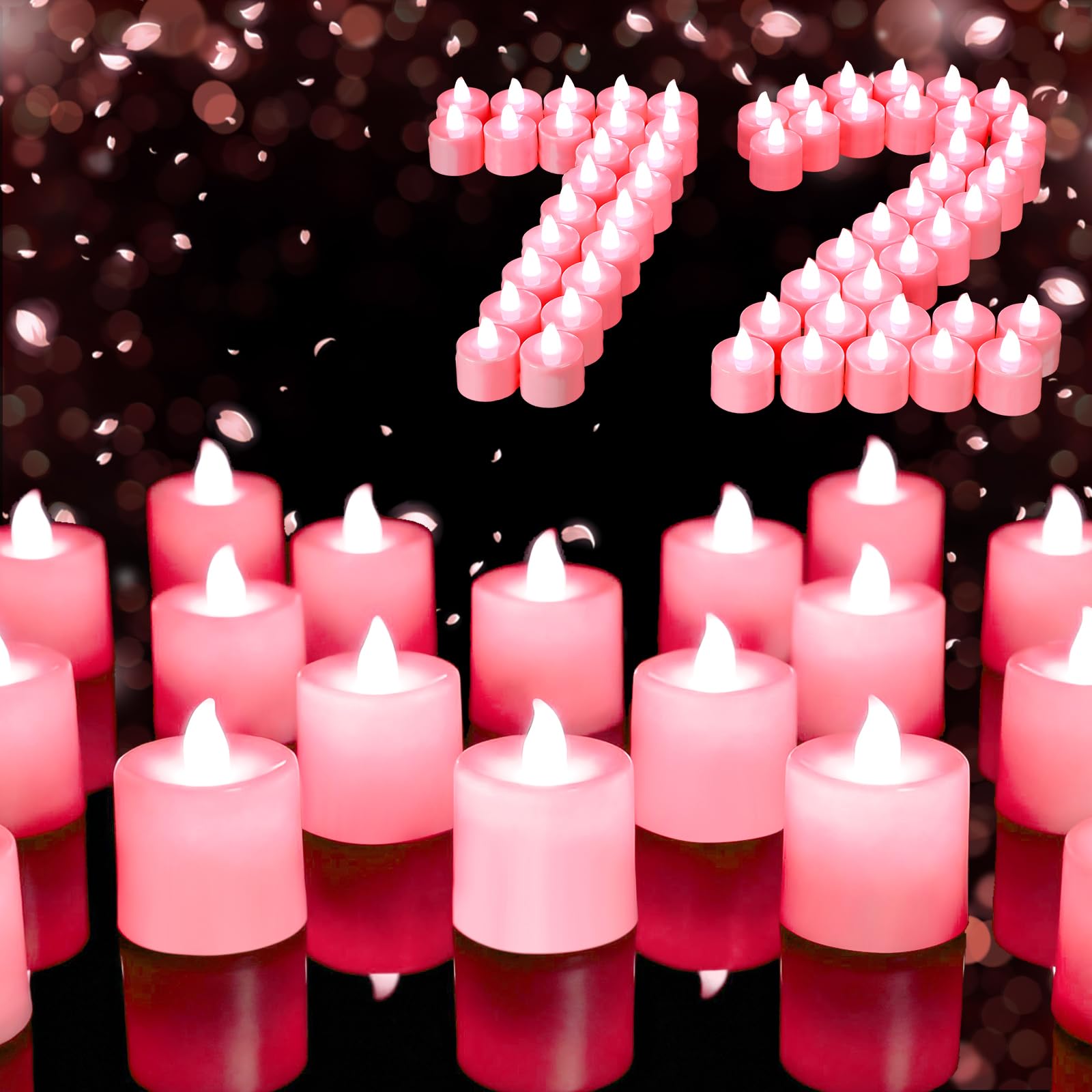 Coume 72 Pack Flameless Tea Light Candle Wedding Flameless Flickering LED Battery Operated Candle for Sweetest Day Anniversary R