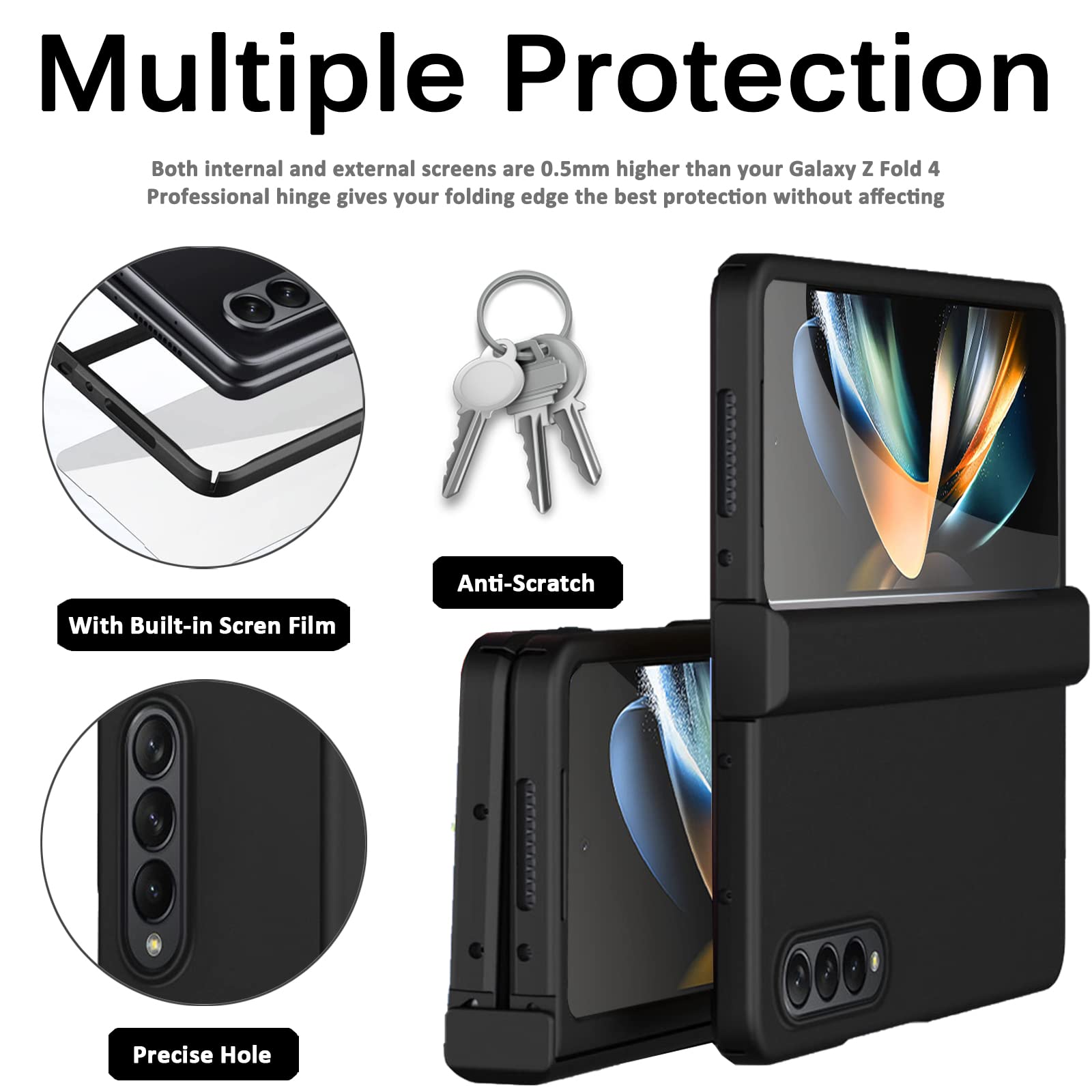 Miimall Samsung Galaxy Z Fold 4 5G Hinge Case Hard PC All-Inclusive Clear