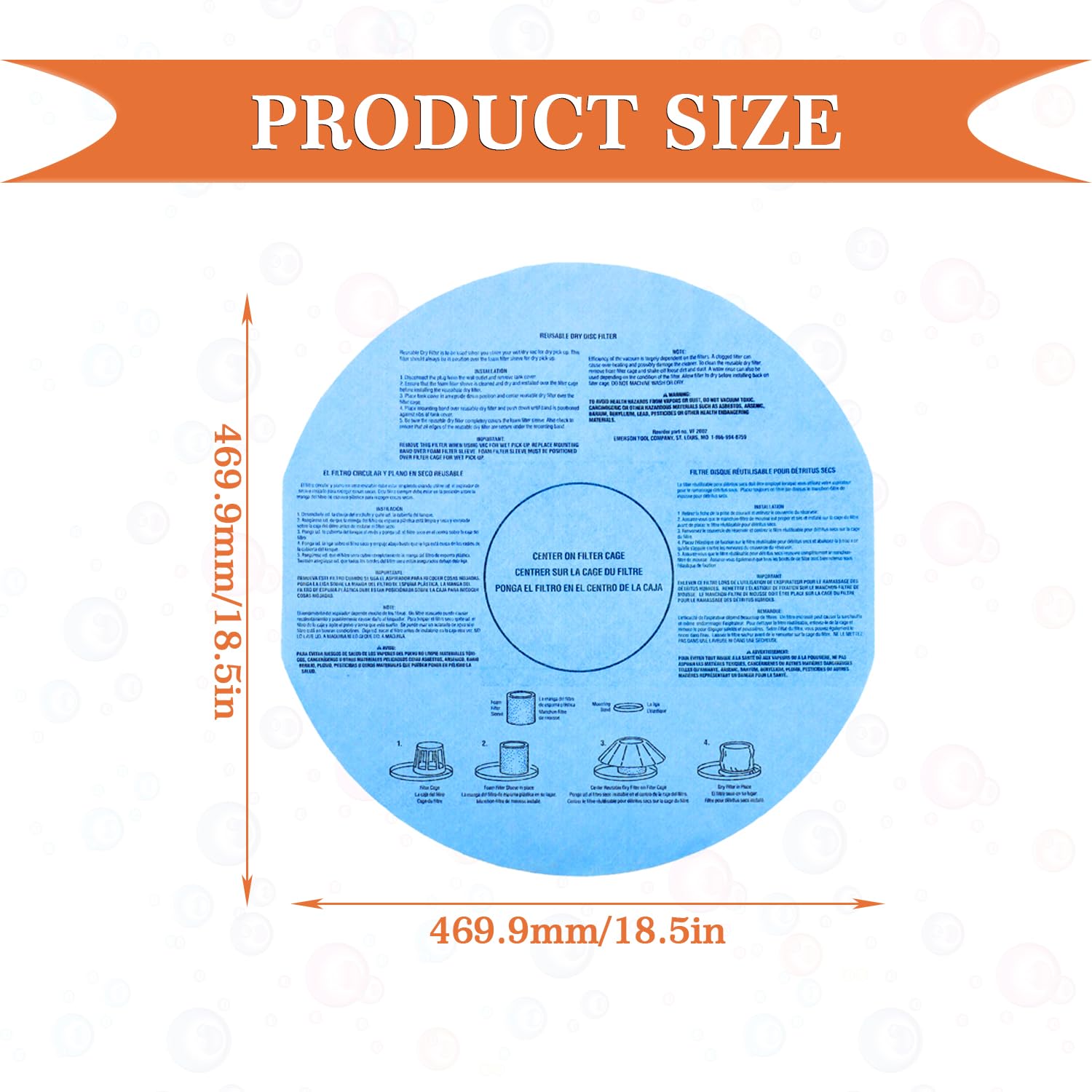 Jamher Reusable Wet Dry Vac Filter Vf2002 90107 Dry Disc Vacuum Filters For Most 5 Gallon And Larger Shop Vac Branded Wet/Dry Va