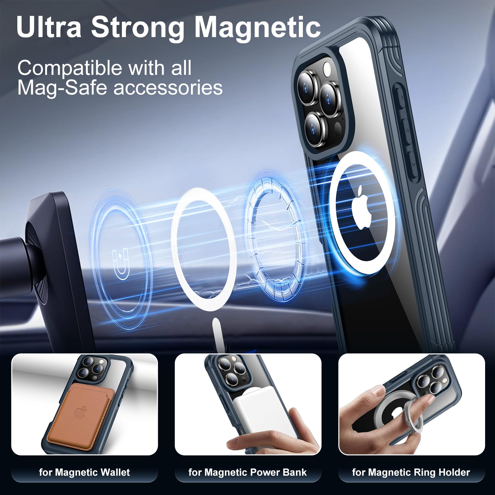 Red2Fire Designed For Iphone 16 Pro Max Case,[Built In 9H Tempered Glass Screen Protector][Compatible With Magsafe][Full Body Sh