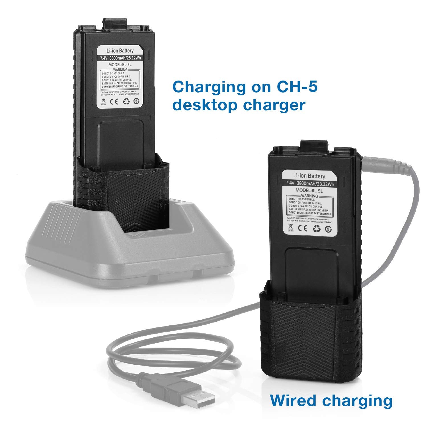 Baofeng Bl-5L 3800Mah Extended Battery Compatible With Uv-5R Rd-5R Uv-5Rtp Uv-5R Plus Uv-5G Uv-5G Pro Gt-5R Gt-5R Pro, Original