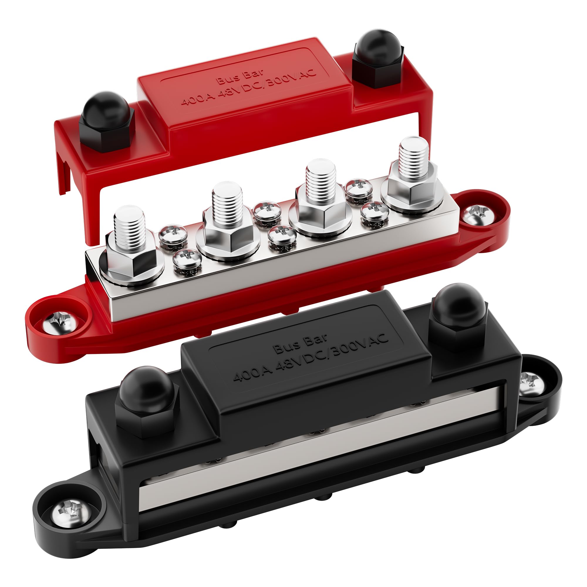 Rvboatpat 400A Power Distribution Block 12V Bus Bar 4 X 3/8'' (M10) Terminal Studs And 6 X #10 Terminal Screws 12 Volt Marine Bu