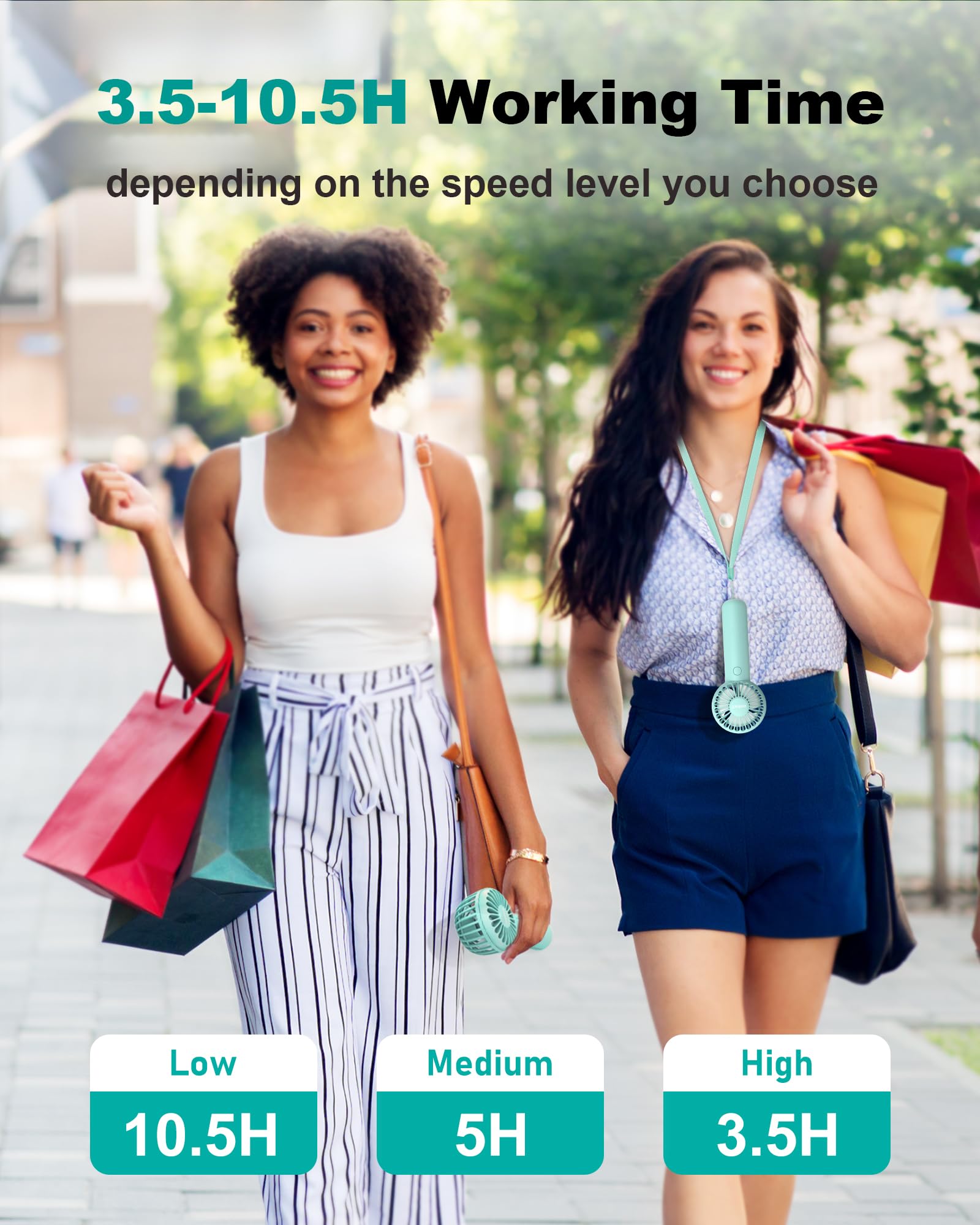 Coohea Handheld Fan Portable Mini Fan 3 Speeds Powerful Makeup Fan Usb Rechargeable Battery Operated Fan Portable Small Fan With