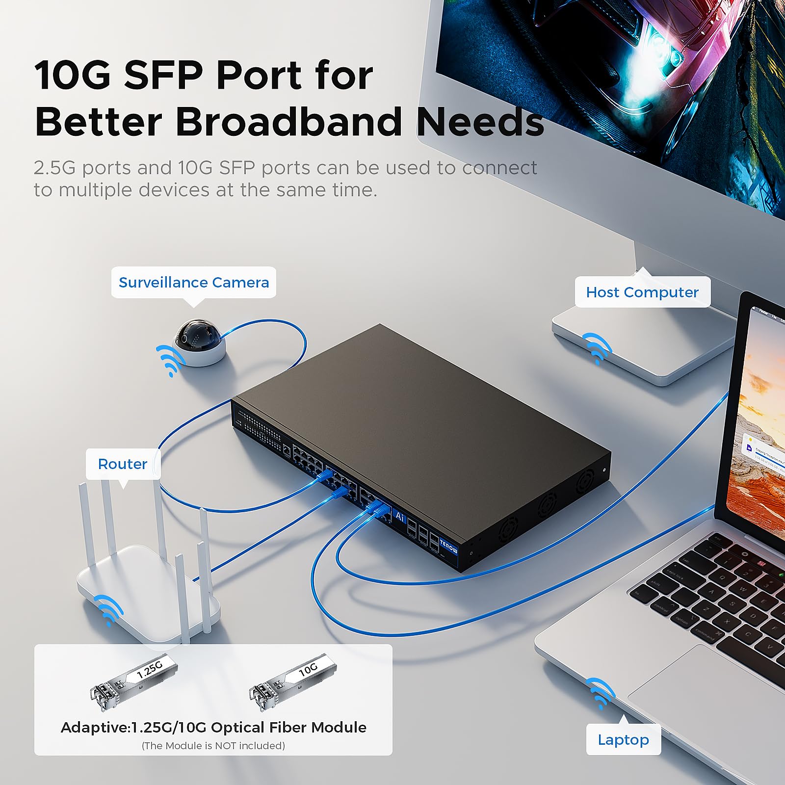 30 Port Managed Multi-Gigabit Switch| 24 X 2.5G Port With 6 X 10G Sfp| 240G Bandwidth| Ieee802.3Ab/Bz| Support Qos,Extend/Vlan M