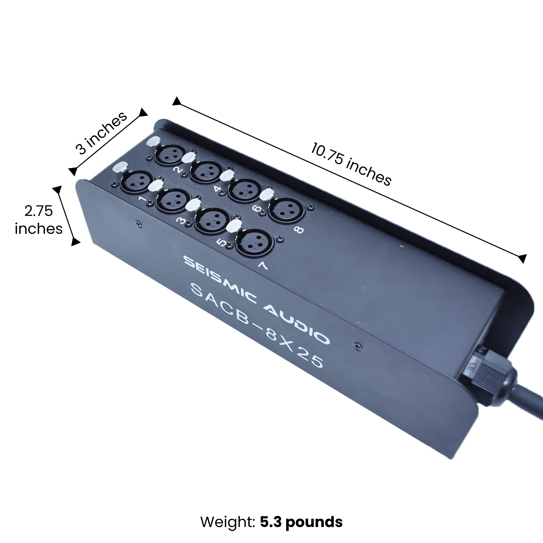 Seismic Audio Speakers 8 Channel Low Profile Xlr Send Sub Snake Cable, Xlr Splitter Cable, 25 Feet