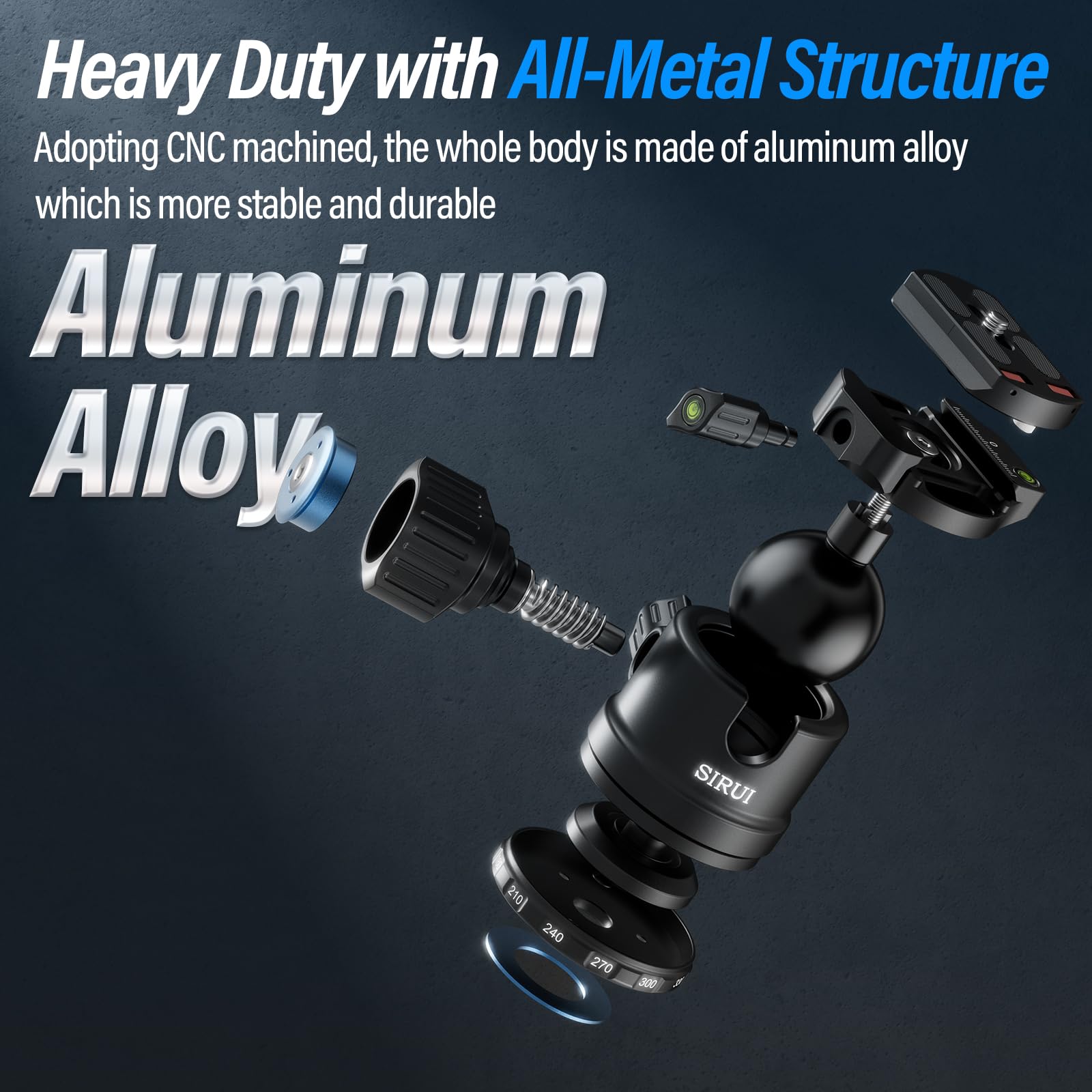 Sirui Am 40 Low Profile Ball Head, Professional Heavy Duty 40Mm Tripod Ball Head, 360� Panoramic Cnc Aluminium Alloy Tripod Head For Dslr Camera, Camcorder, Quick Release Plate, Max Load 88Lbs/40Kg