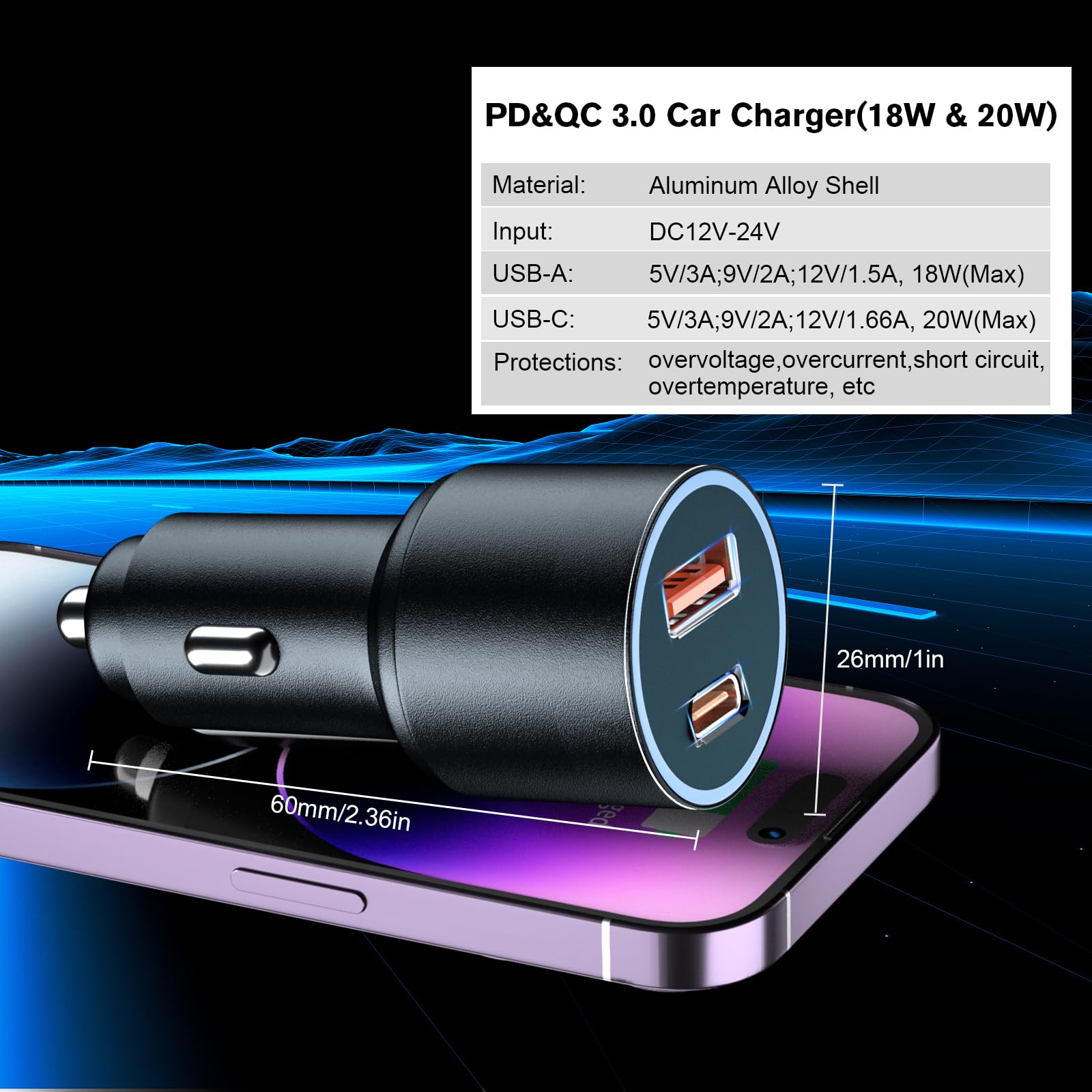 Magjieyx For Magnetic Magsafe Car Mount Charger, Wireless Car Charger With Fast Max 36W Qc3.0Charging Adapter Retractable Phone