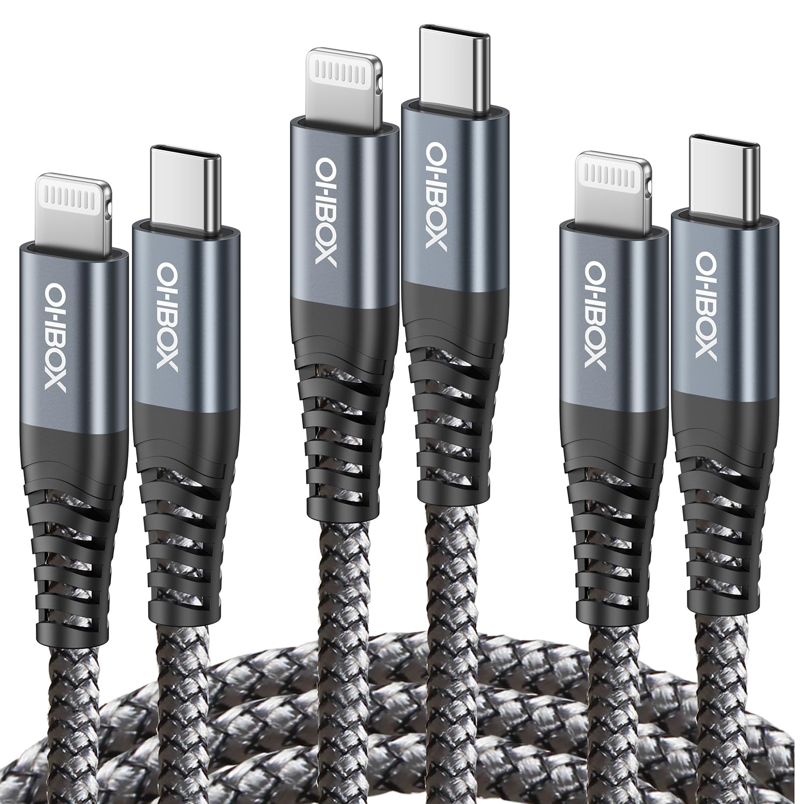 Ohbox Long Usb C To Lightning Cable 10Ft 3Pack Iphone Charger Fast Charging Cord Type C To Lightning Cable For Iphone 14 13 12 11 Pro Max Xr Xs 8 Plus Ipad