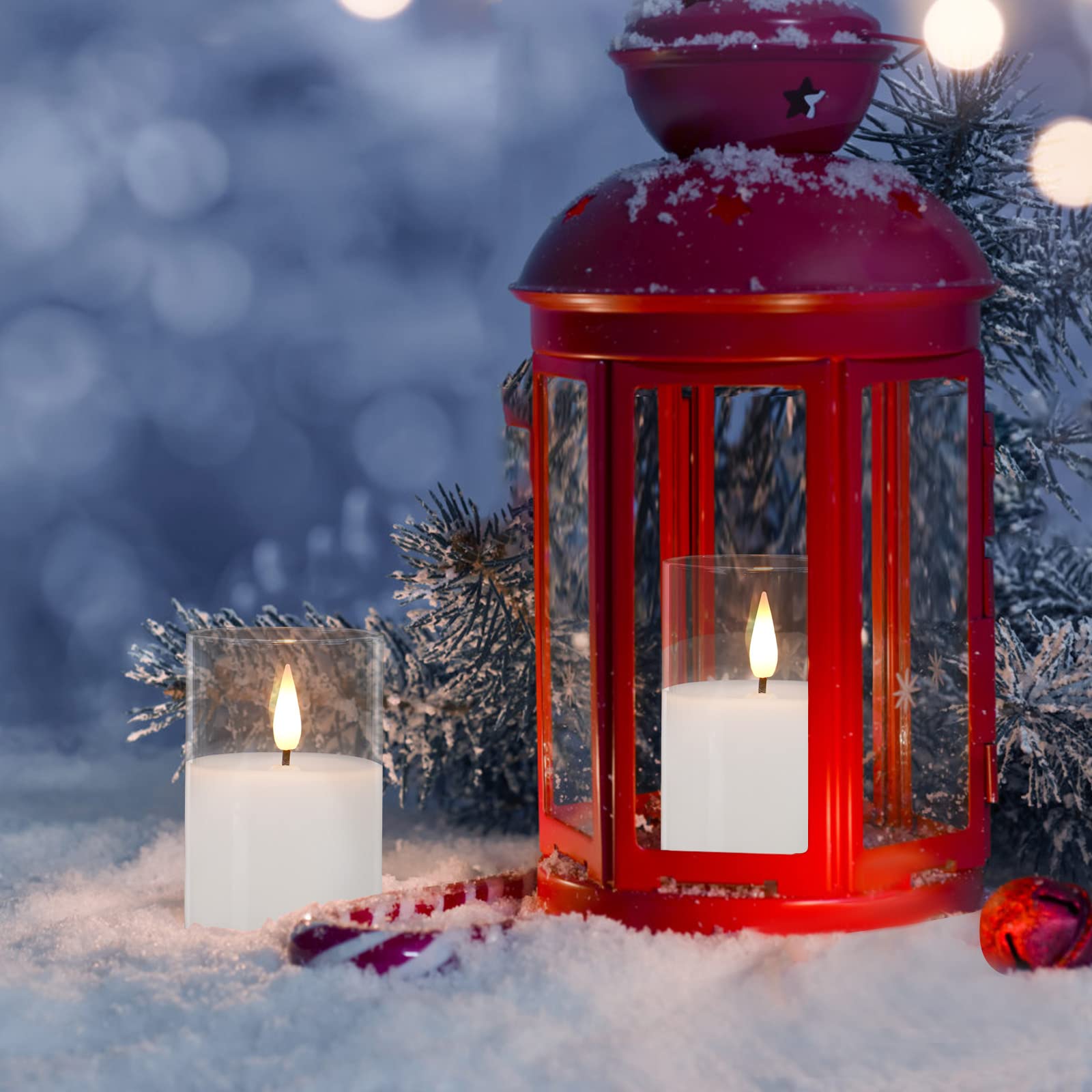 Viodaim Clear Glass Flameless Votive Candles: Battery Operated Led Flickering Pillar Votive Candle With Remote And Timer For Wed