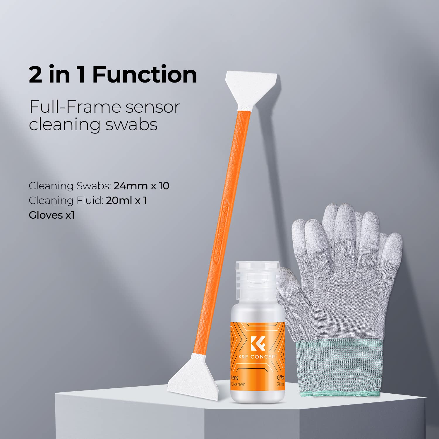 K&F Concept Full Frame Sensor Cleaning Kit, Mirrorless Camera Cleaner Kit   20Ml Sensor Cleaner, 10 X 24Mm Double Tipped Full Fr