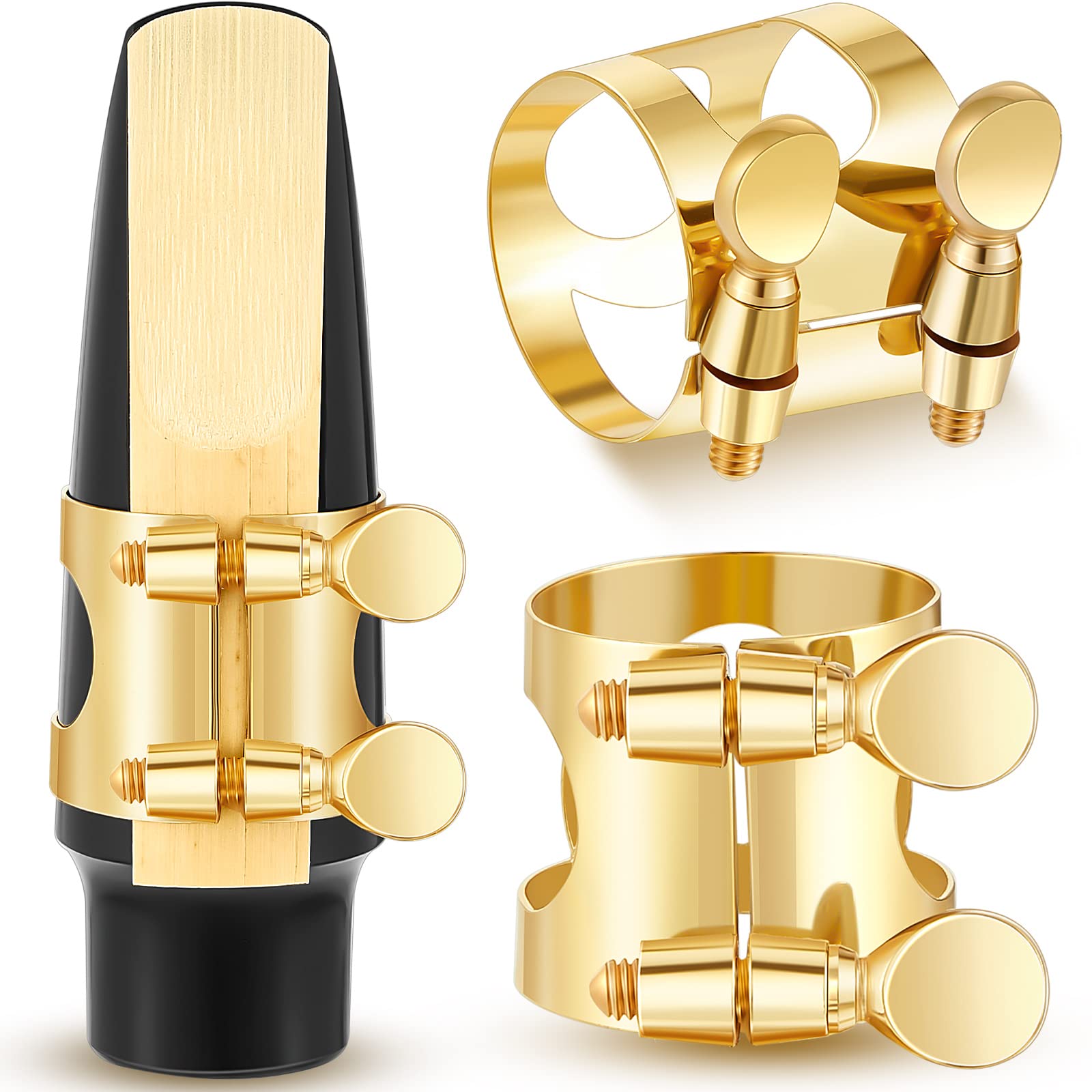 Fiada 2 Pcs Alto Sax Ligature Alto Saxophone Ligature Gold Alto Saxophone Mouthpiece Ligature With Adjustable Screws Saxophone L