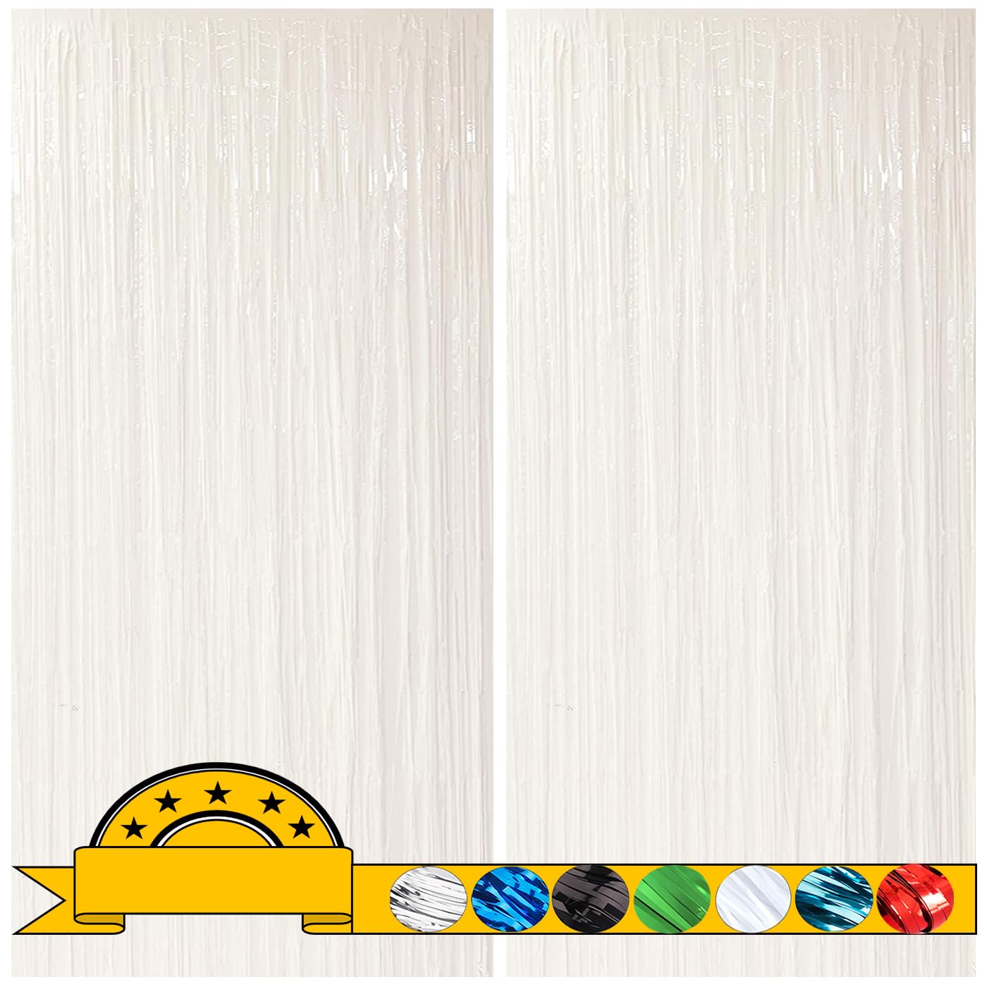 2 Pack White Door Streamers Backdrop Curtains For Birthday Party Decorations,White Tinsel Backdrop For Graduation Bachelorette W