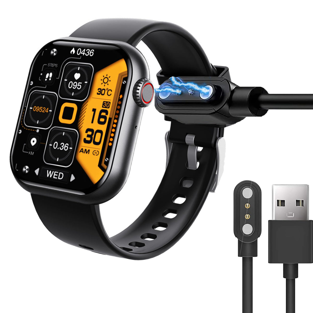 Lamshaw Compatible For Panhui F57 1.88 '' Smart Watch Charger, Magnetic Usb Replacement Charging Cable For Smart Watch (Black)