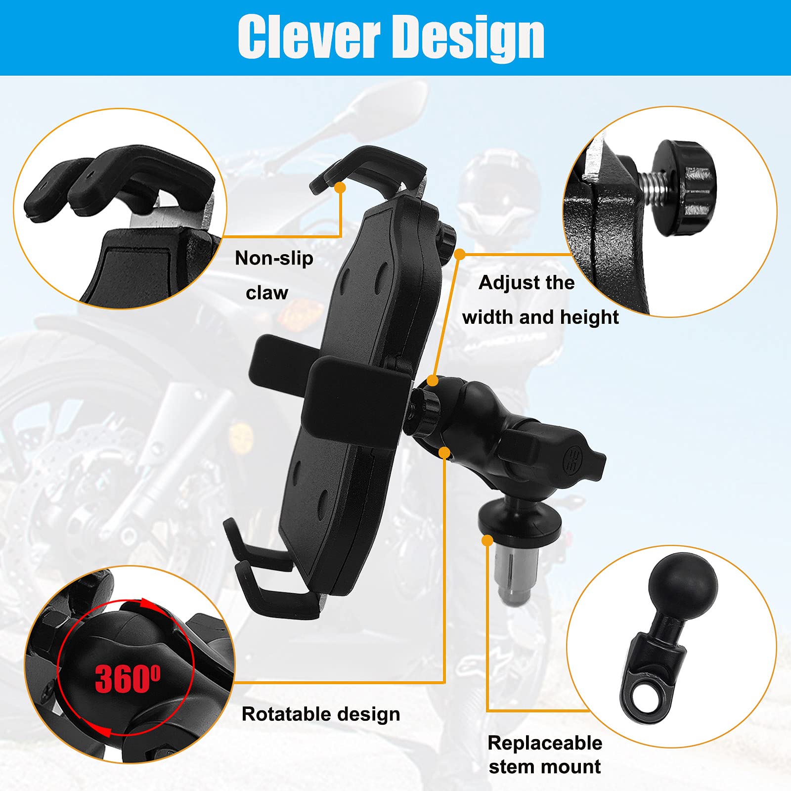 Yimopart Motorcycle Phone Mount Gps Navigation Bracket Mobile Phone Holder Fork Stem For Suzuki Hayabusa Gsx R 600 750 1000 Yzf