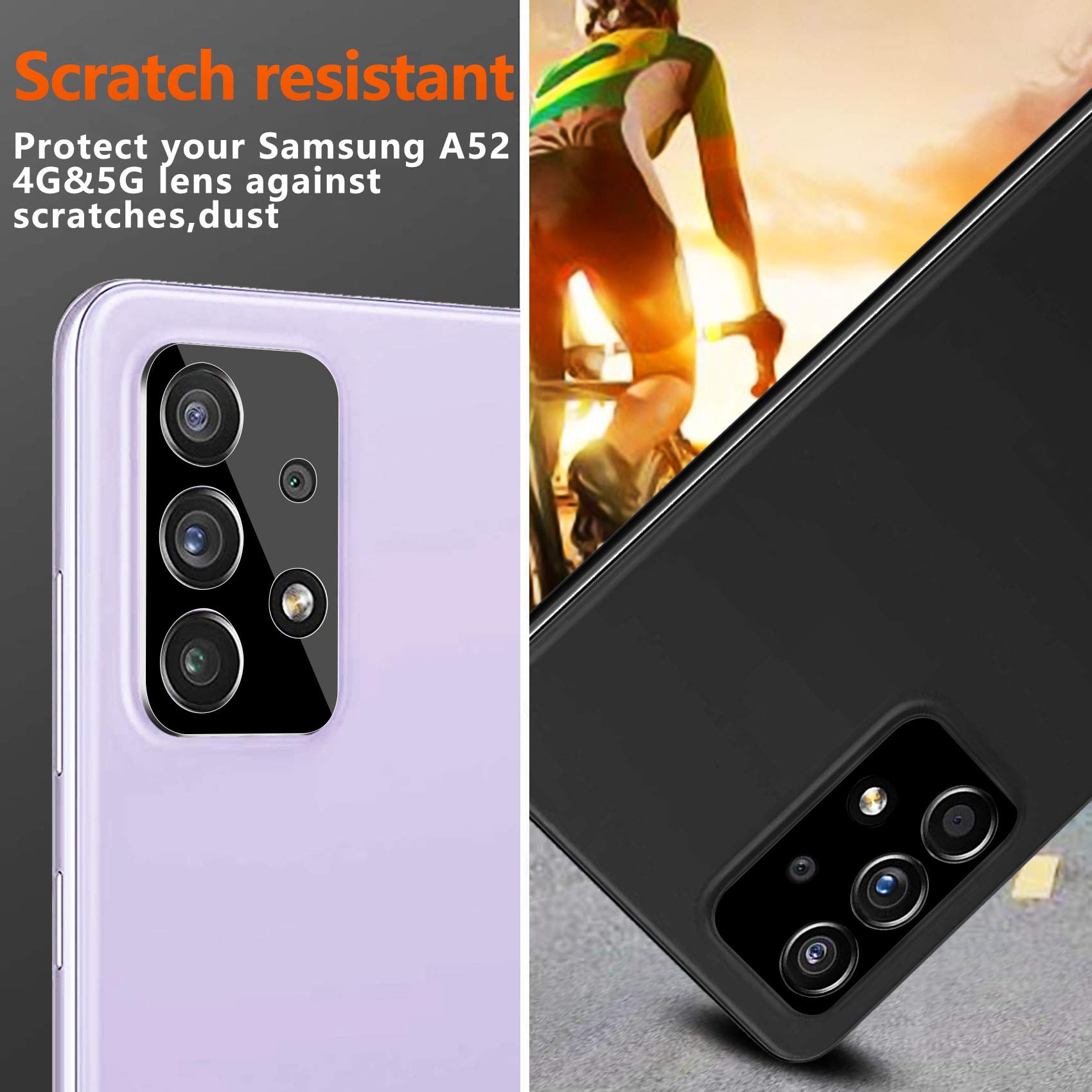Ferilinso [5 Pack 3 Pack Screen Protector + 2 Pack Camera Lens Protector For Samsung Galaxy A52 4G&5G/ A52S 5G [Hd] [Tempered Gl