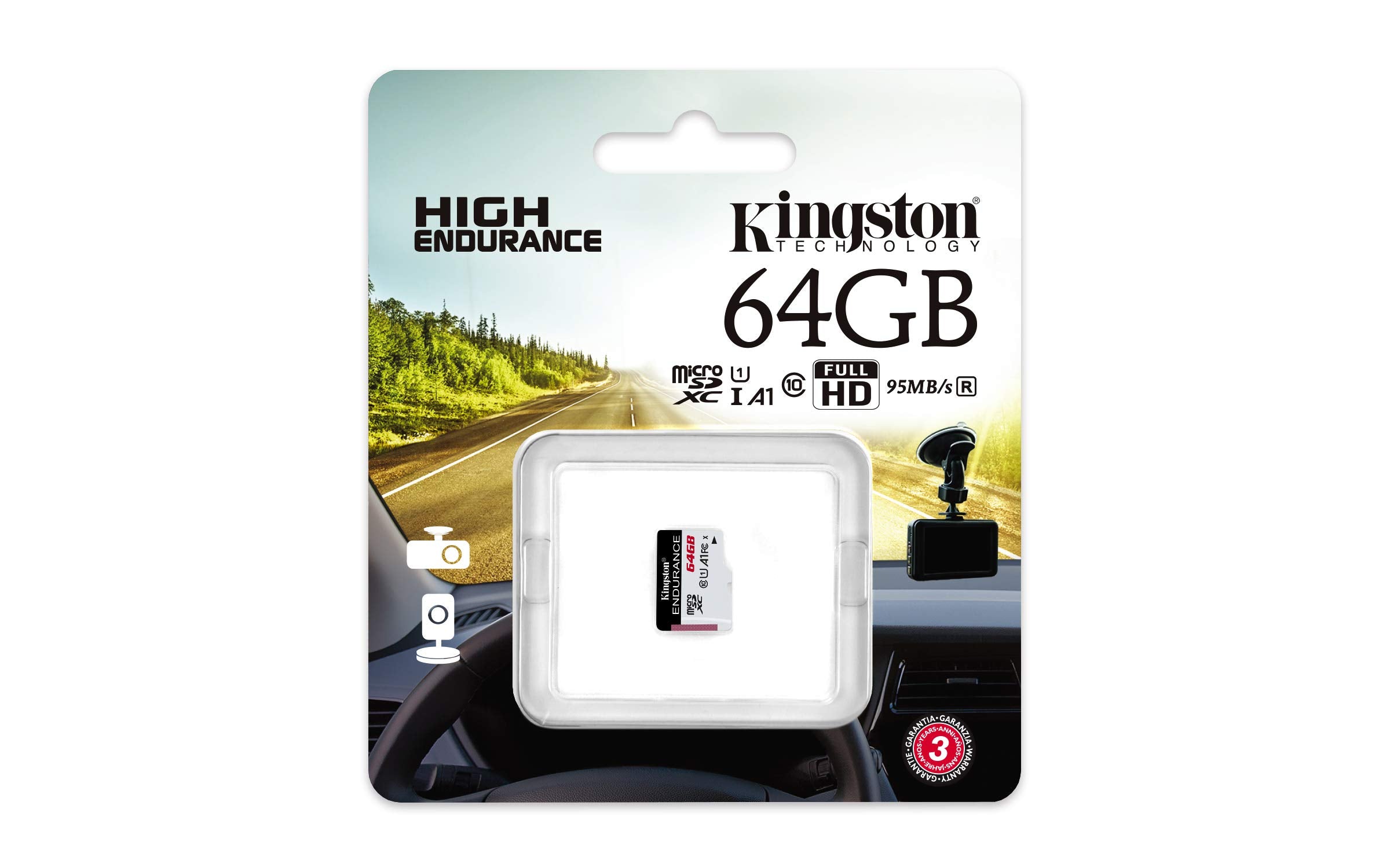 Kingston High Endurance 64Gb Microsd Sdxc Flash Memory Card High Performance, 1080P, Full Hd, Up To 95Mb/S Read, (Sdce/64Gb)
