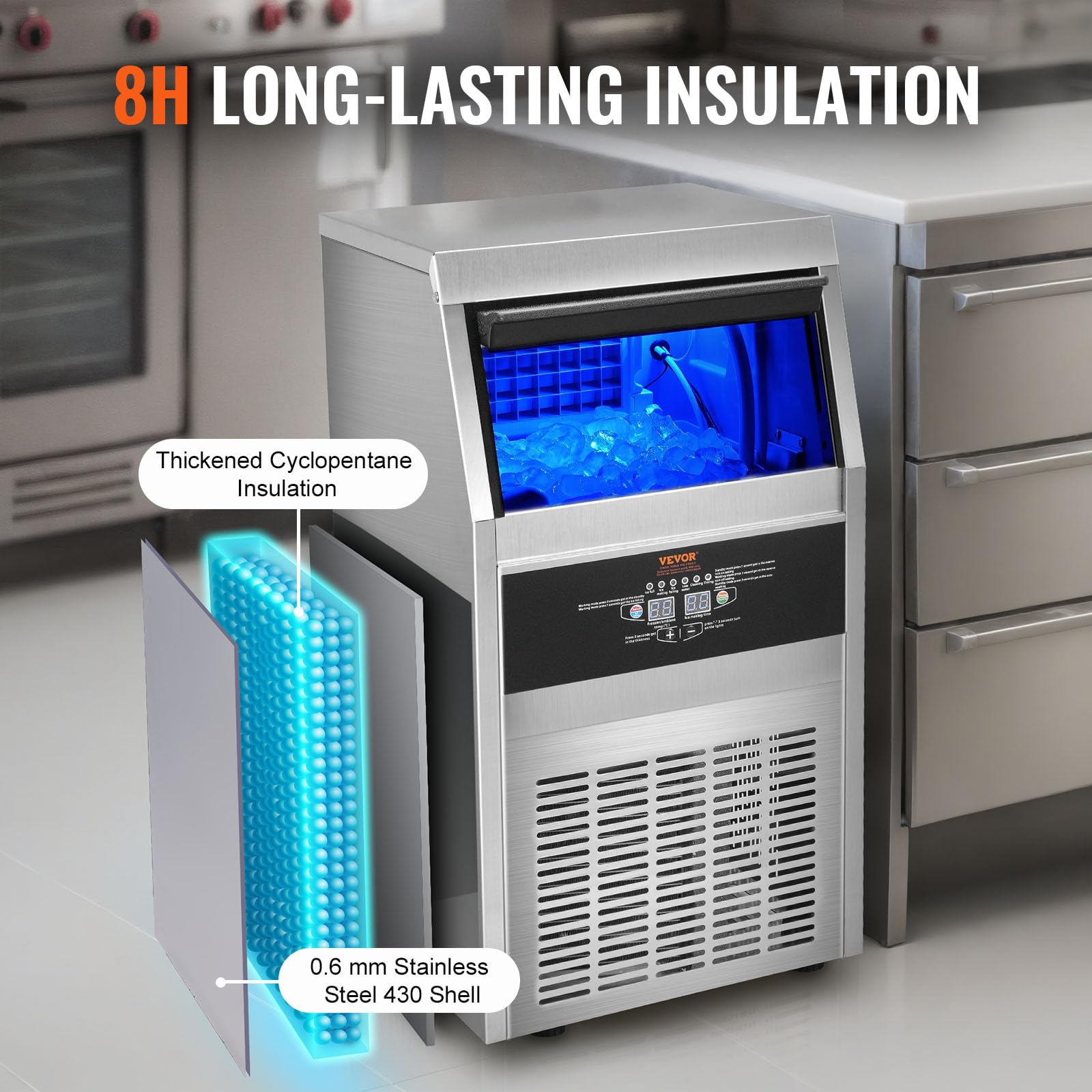 Vevor Commercial Ice Maker Machine, 90Lbs/24H 33Lbs Bin, Upgrade Stainless Steel Commercial Ice Machine For Home Bar Resaturant,