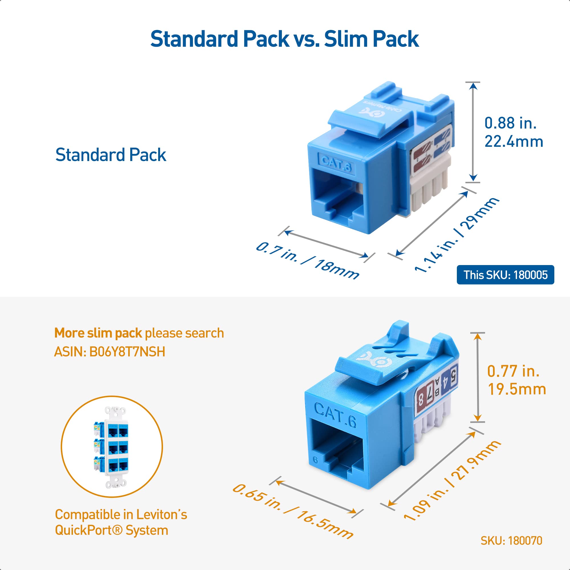 Cable Matters [Ul Listed] 50 Pack 10Gbps Cat6 Keystone Jacks, Rj45 Keystone Jack, Ethernet Keystone Jack In Blue With Keystone P